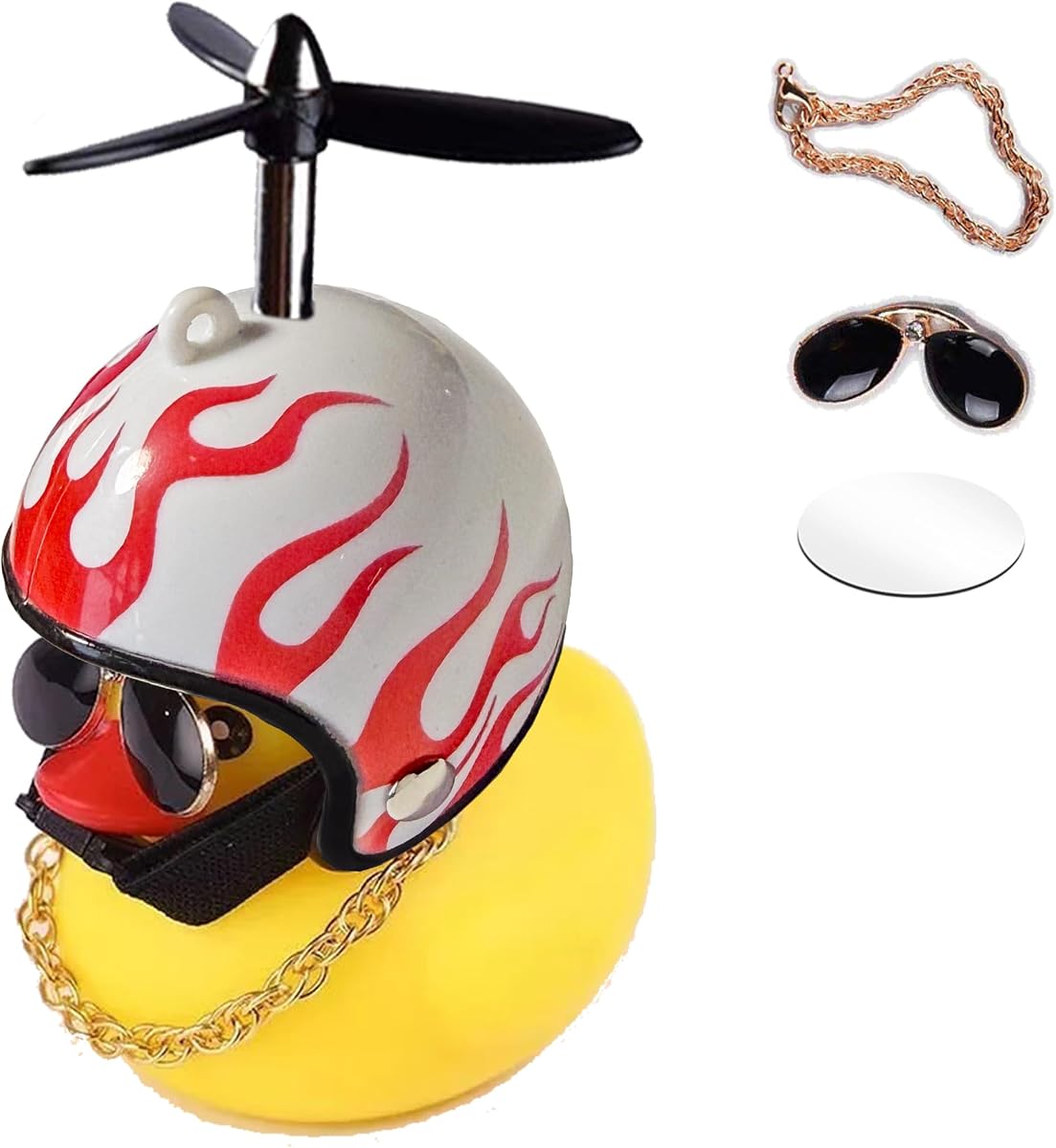 Timbre de bicicleta de pato, lindo pato amarillo de goma, accesorios de bicicleta, hélice de luz LED, espejo de llama fría, casco, cuernos para apretar, para ciclismo, motocicleta, manillar, bicicleta
