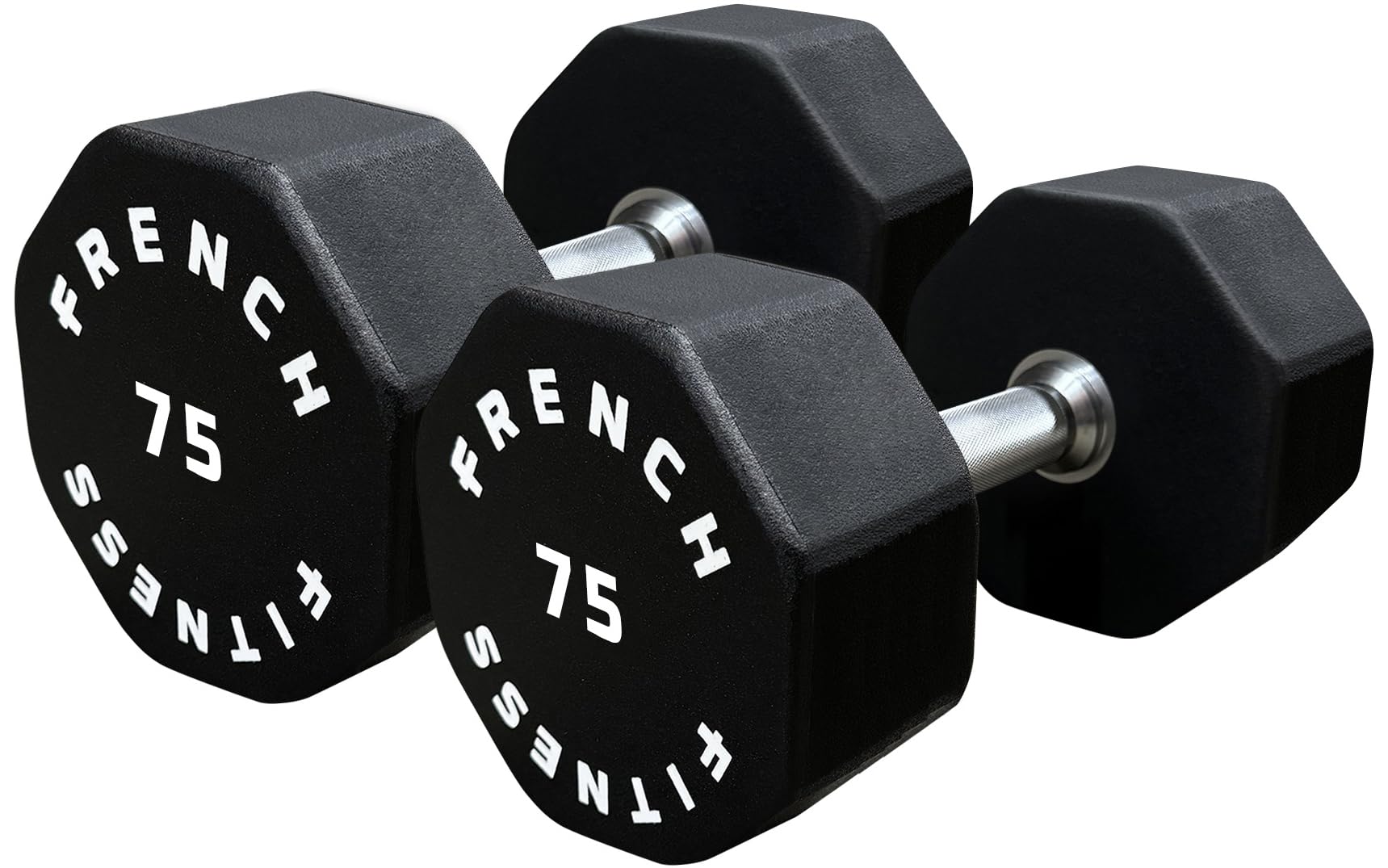 French Fitness Urethane 8-Sided Hex Dumbbell Set 5-75 lbs Durable Shock-Resistant Odorless Weights