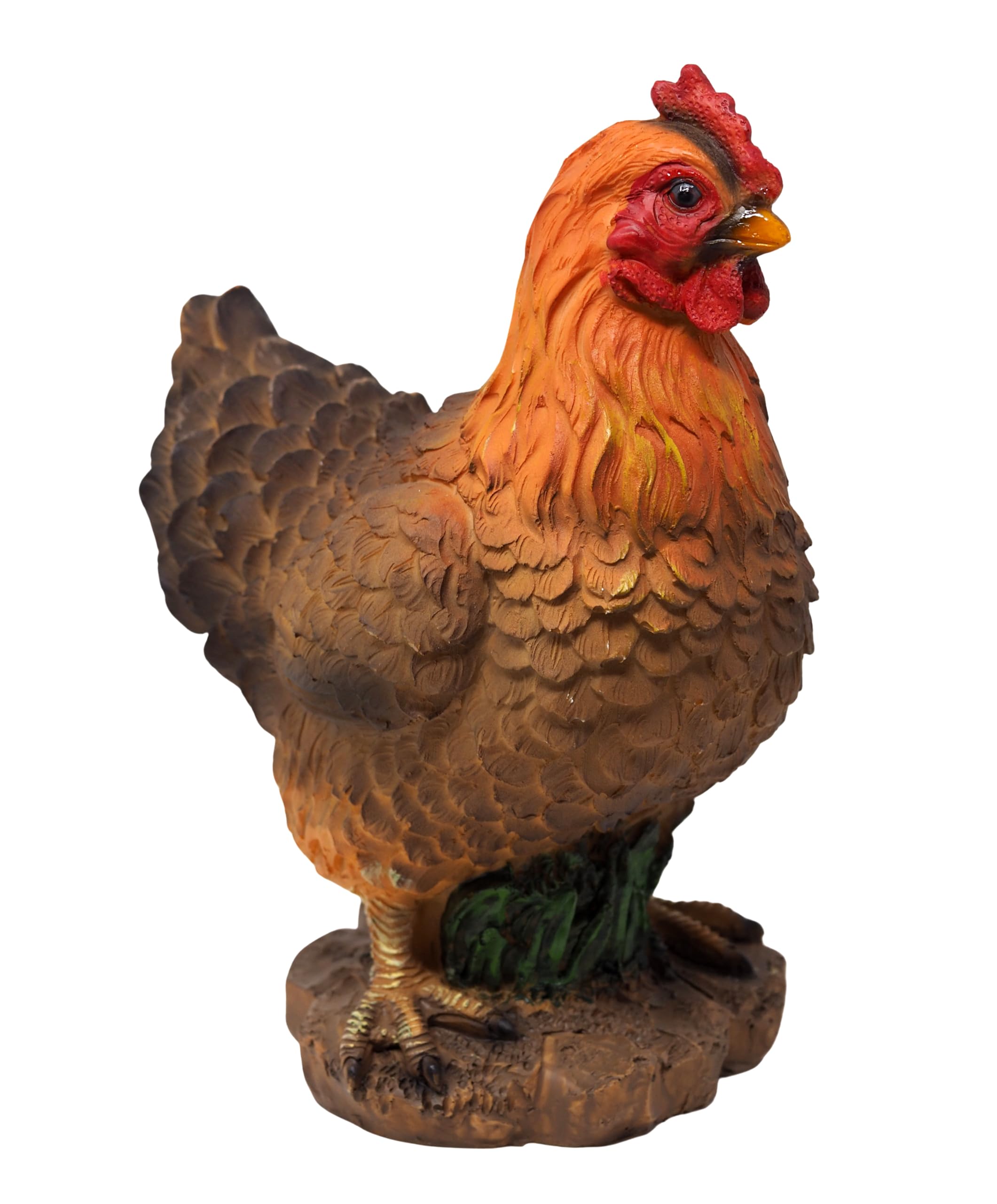 Blue Whale Gifts Chicken Hen Ornament 25cm Figurine - Home Garden Statue - Brown Tail Feather