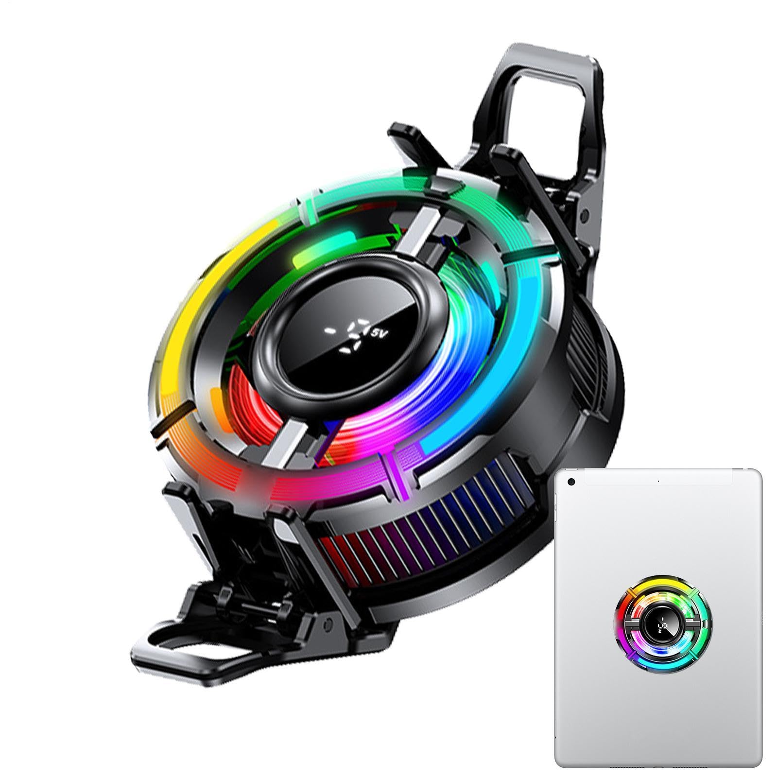 Phone Cooler – MEMO CX15 Magnetic Wireless Charging Back Clip | 61.5x111x36mm AI for and Live Streaming | Rapid Cooling Fan for Flat-Back Smartphones | RGB Lightweight ABS & Metal Heat