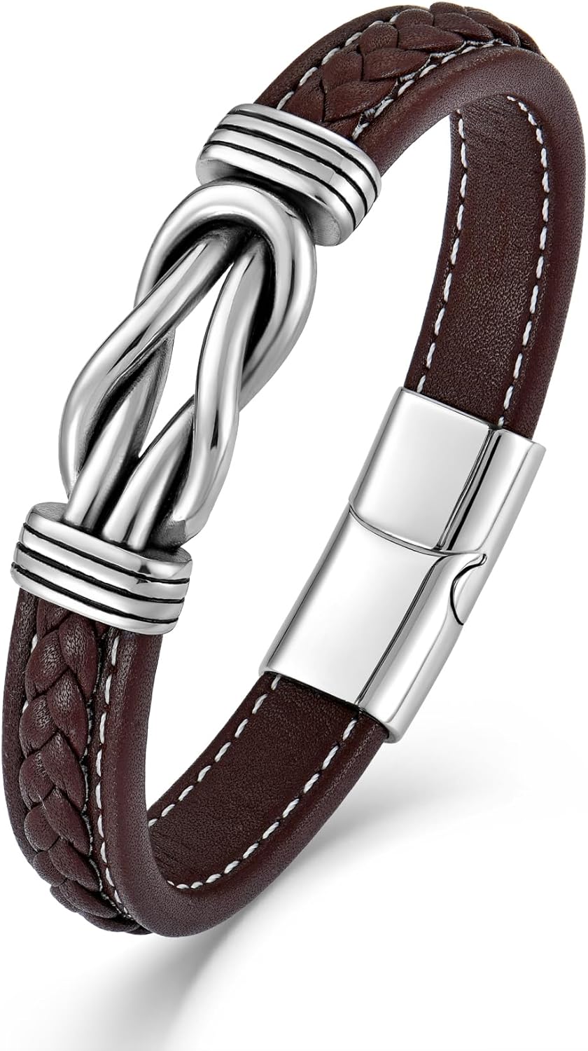 Infinity Knot Bracelet for Men Punk Cuff Bangle Wristband Leather Bracelet Jewelry for Him