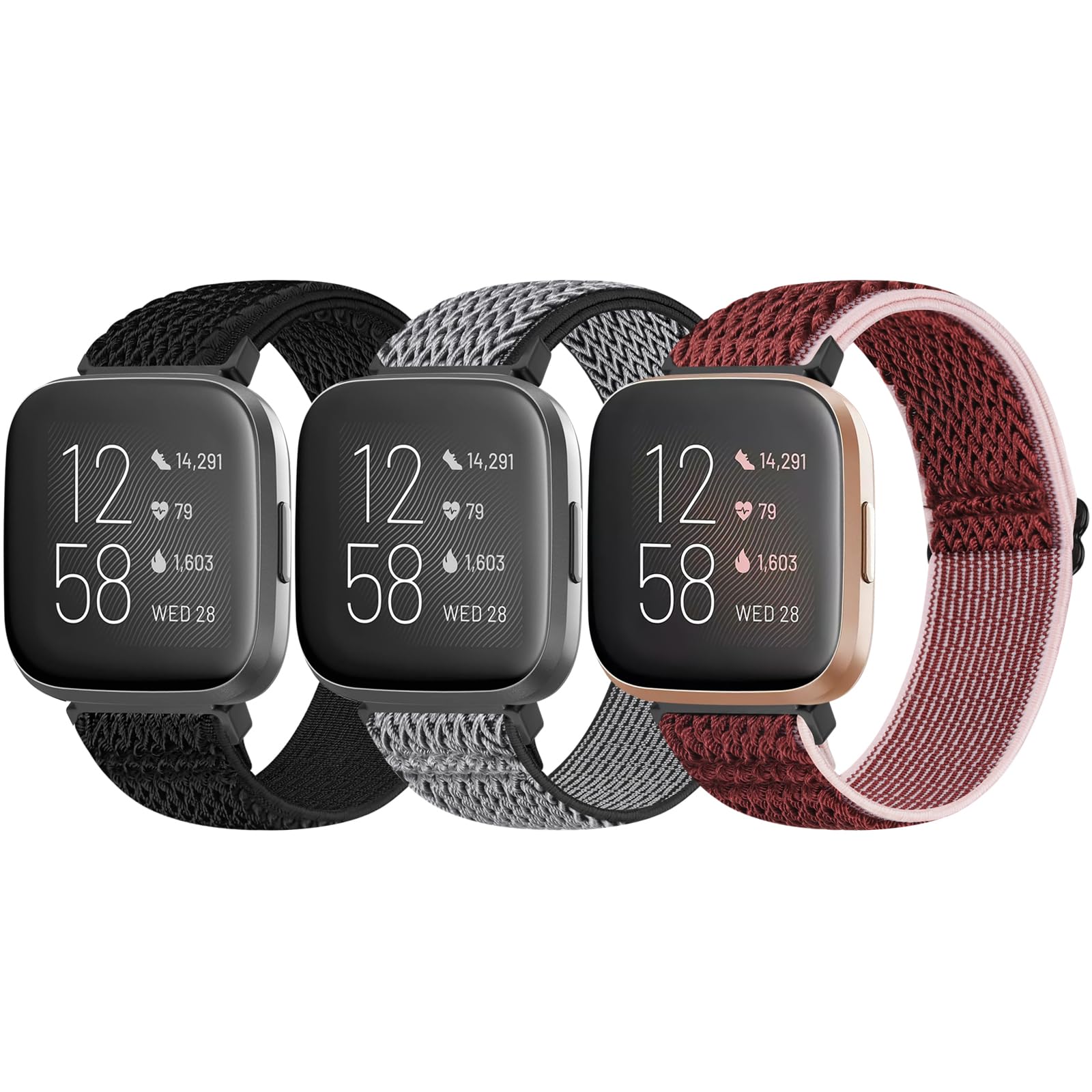 Bcuckood 3 Pack Elastic Straps Compatible with Fitbit Versa 2/Versa Lite/Versa SE