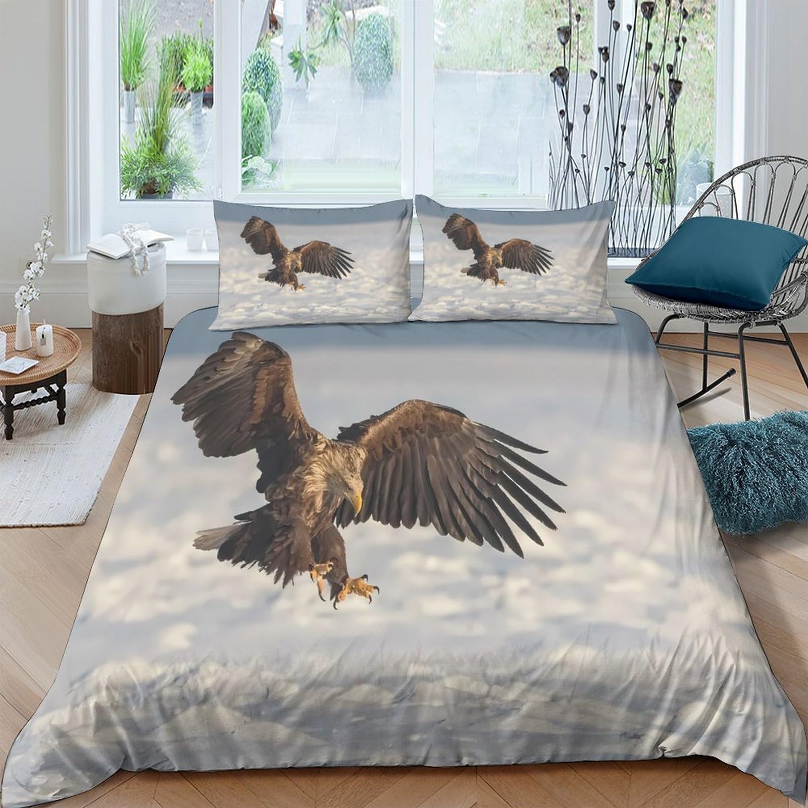 Ctjqhvkz Style-9 3D Printed Soaring Eagle Fitted Sheet Microfiber Soft Bedroom Decor Wild Sky Mattress Cover For Home Guest Room Single（135X200cm）
