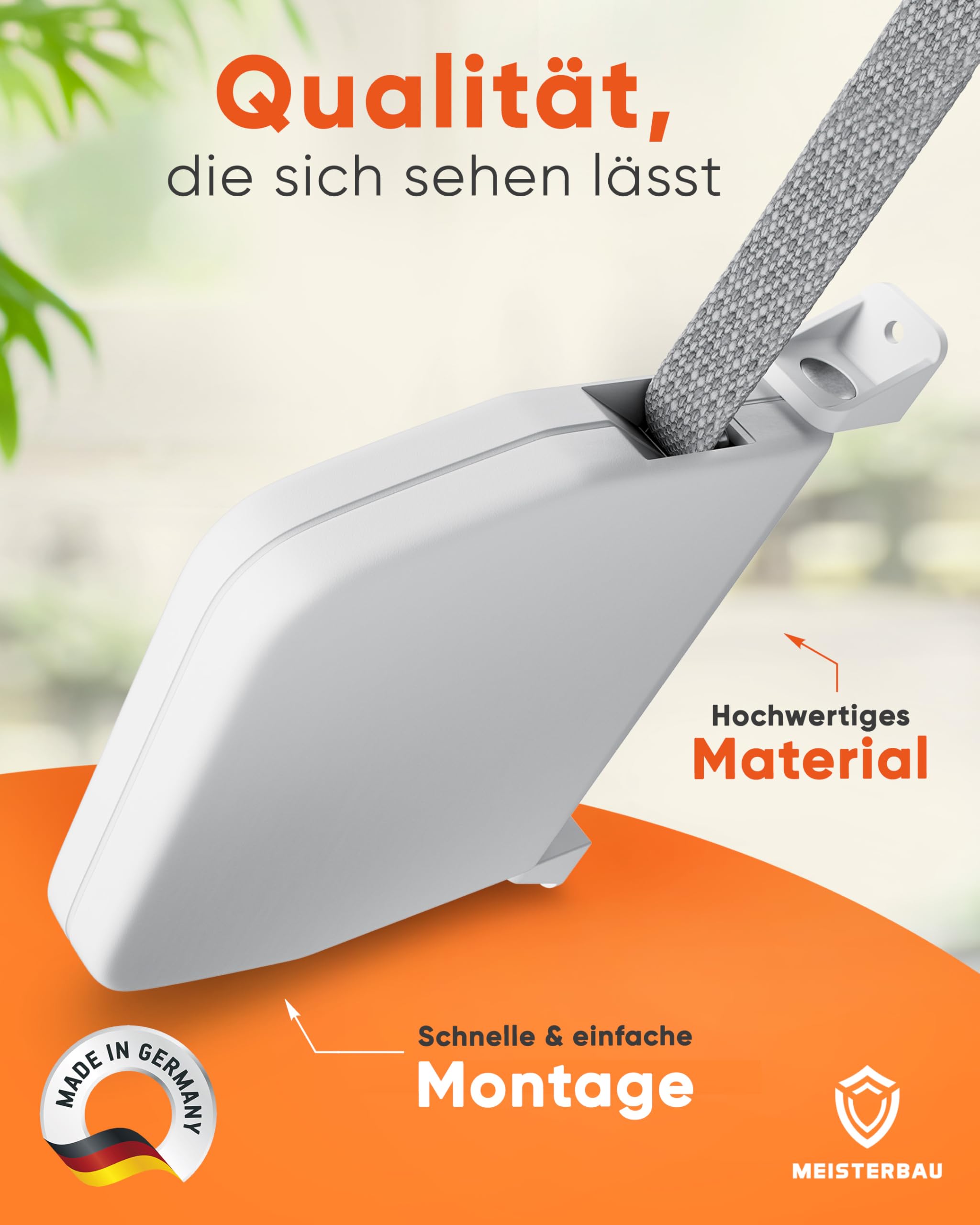 MEISTERBAU - Rolladen Gurtwickler Aufputz [ohne Gurt] - [Made in Germany] - 3 Stück aufklappbare Rollladen Aufwickler für Rolladengurt 14mm - 180° schwenkbar mit Lochabstand 155mm + Aufbauvideo - Weiß