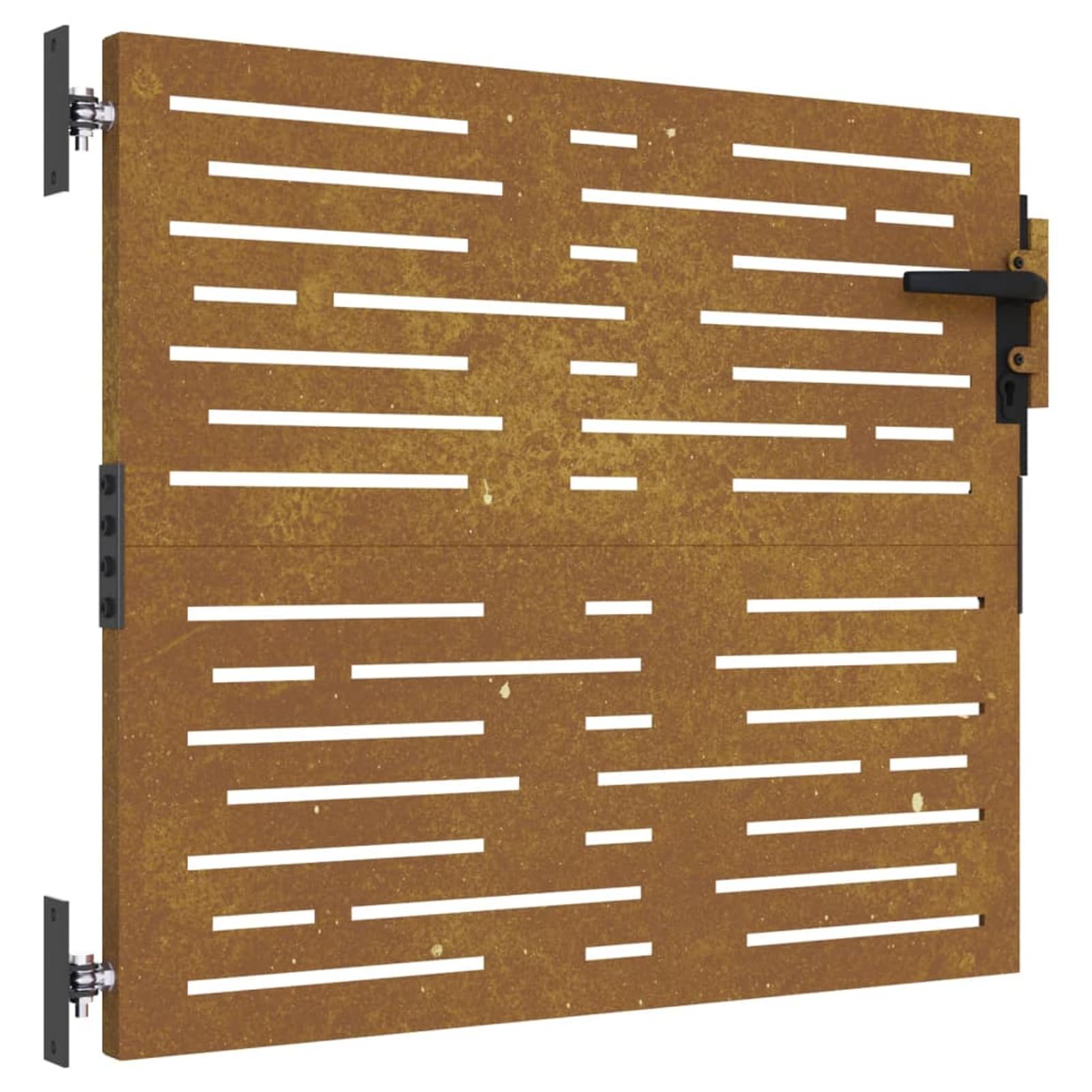 Brama ogrodowa, 85 x 75 cm, stal Corten, kwadratowa, metalowa brama ogrodowa, ogrodzenie zewnętrzne, ocynkowana brama skrzydłowa, garnitur, ogród, patio lub taras