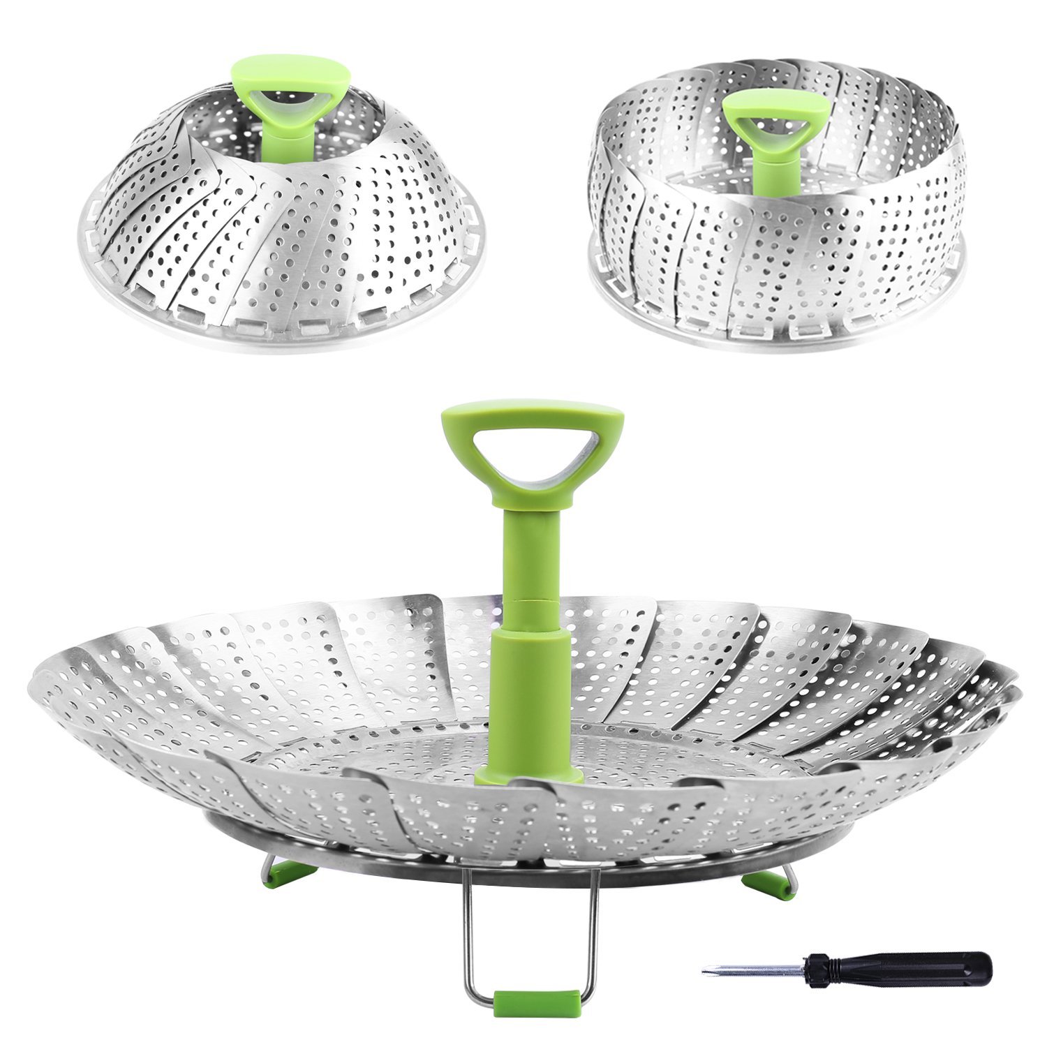 RKPM Stainless Steel Folding Steamer Basket for Vegetable Fish Seafood Cooking, Expandable to Fit Various Size Pot (5.1-9 Inch, Silver) (B07QW91TBY) Amazon Price History, Amazon Price Tracker