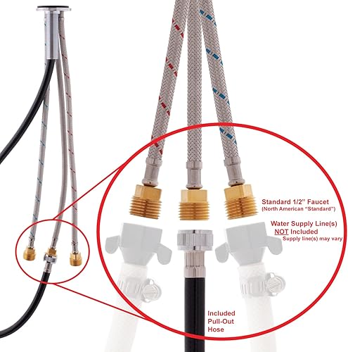 Miniatura 5 de Ambassador Marine Trinidad - Grifo combinado de cabezal y ducha (rociador cromado pequeño, sin gancho, manguera de goma negra de 6 pies), cromado