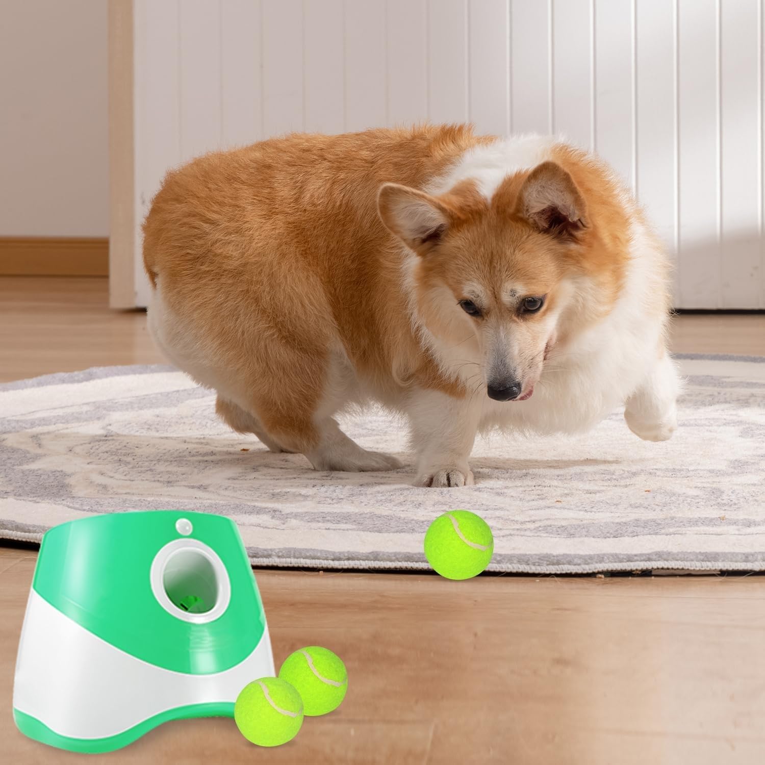 Lanceur Automatique De Balle Pour Chien, Lanceur De Balle Interactif Rechargeable à 3 Modes Pour Intérieur Et Extérieur Avec 3 Distances De Lancement Pour Chiens De Petite Et Moyenne Taille, Intérieur