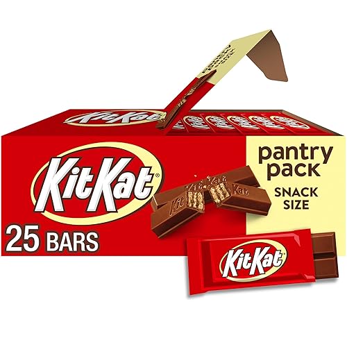 KIT KAT Milk Chocolate Wafer Snack Size, Candy Pantry Pack, Halloween Candy, 12.25 oz (25 Pieces) - Milk Chocolate Wafer - 12.25 Ounce (Pack of 25)