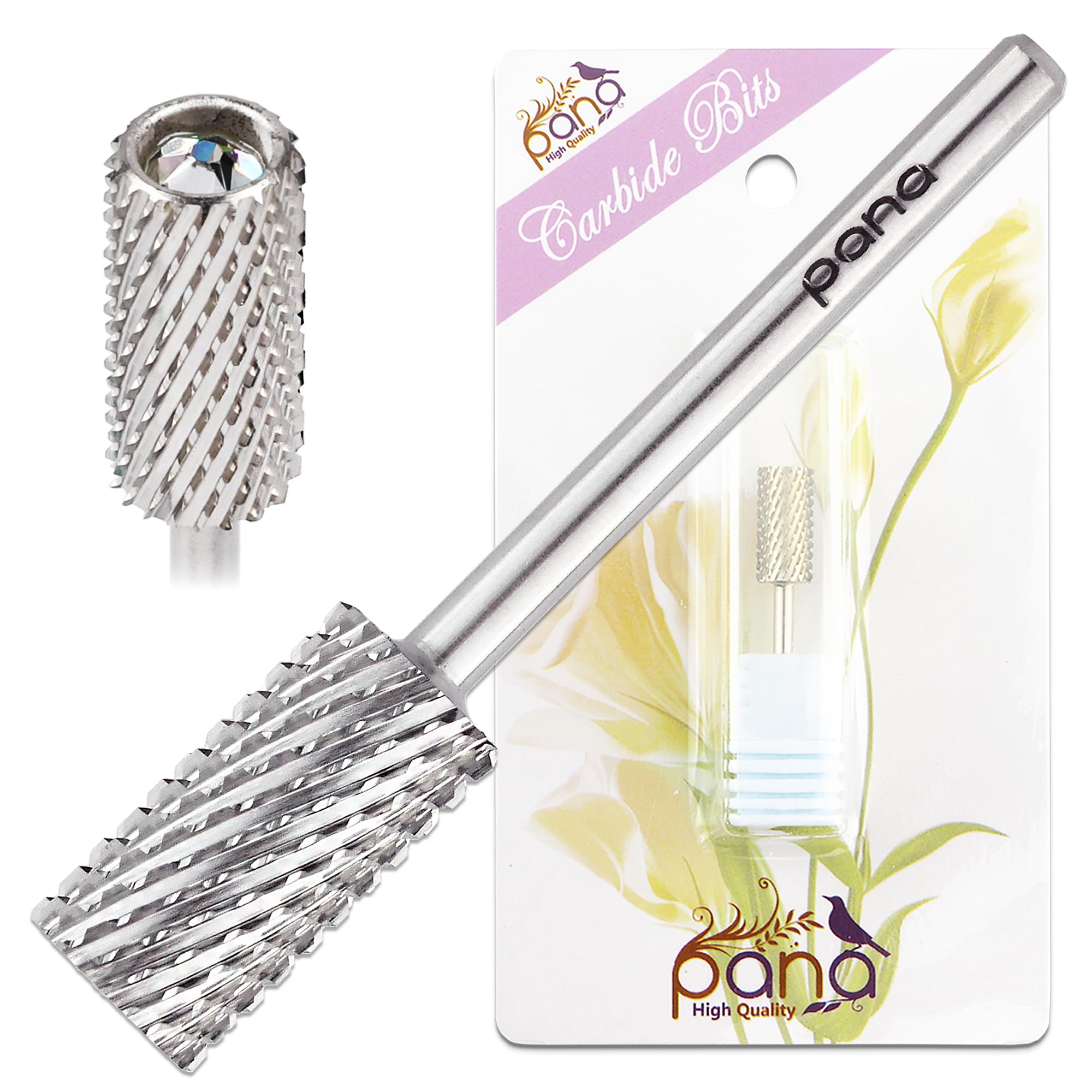 USA PANA Professional 3/32" Shank Size - Crystal Top Small or Large Barrel Carbide Bit - Nail Drill Bit for Dremel Machine (Gold, Silver - 4XC to