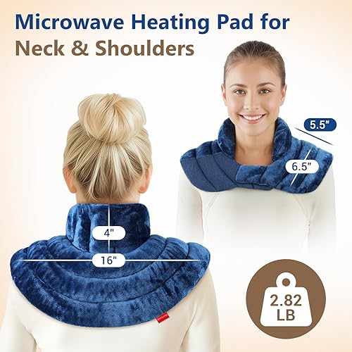 Miniatura 8 de Comfytemp Almohadilla térmica para microondas para cuello y hombros, calentador de cuello para aliviar el dolor, cervical, 2.82 libras, ajustable,