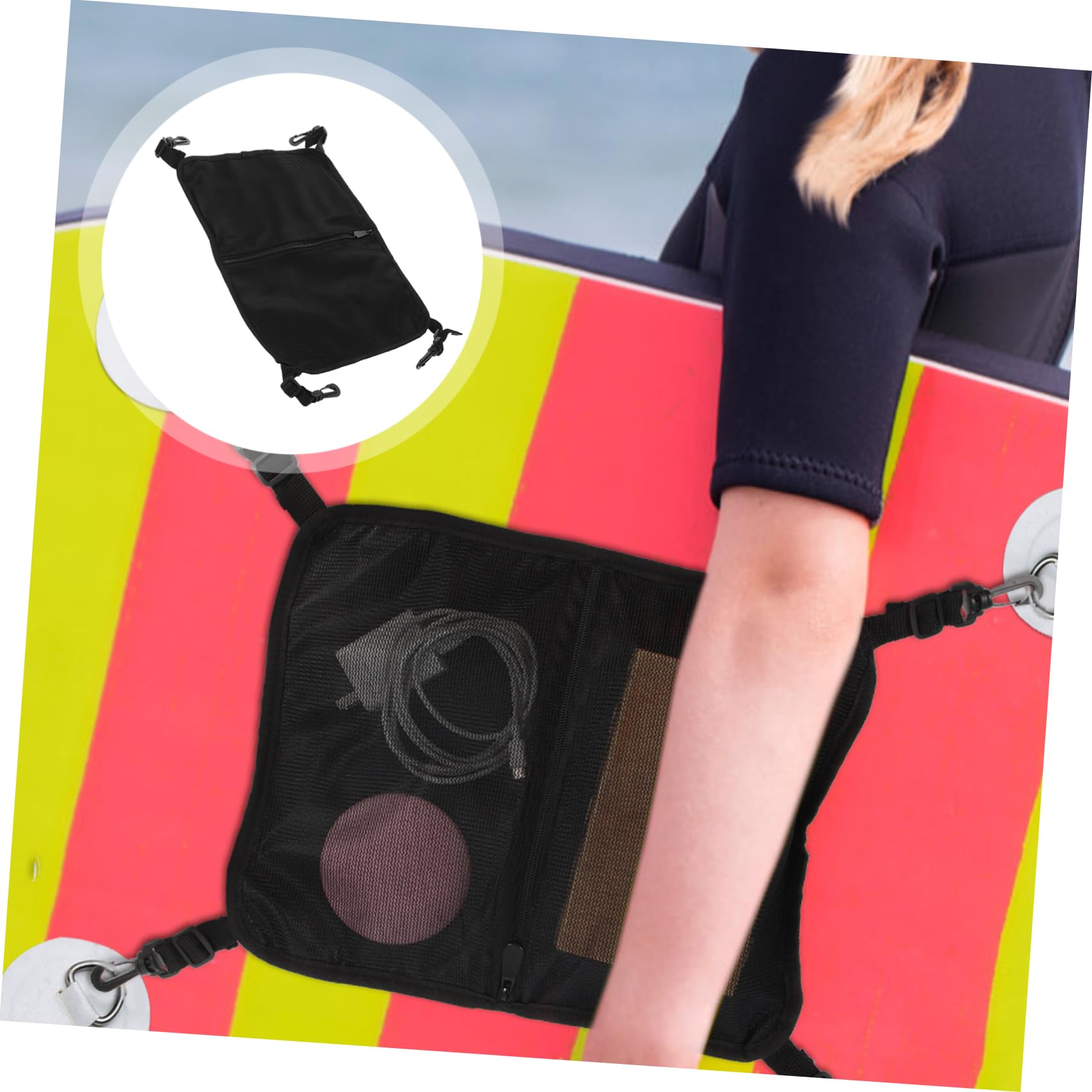 INOOMP Paddleboard Bag Mesh Pockets Compact Storage Solution for Paddleboard Deck Accessories Black