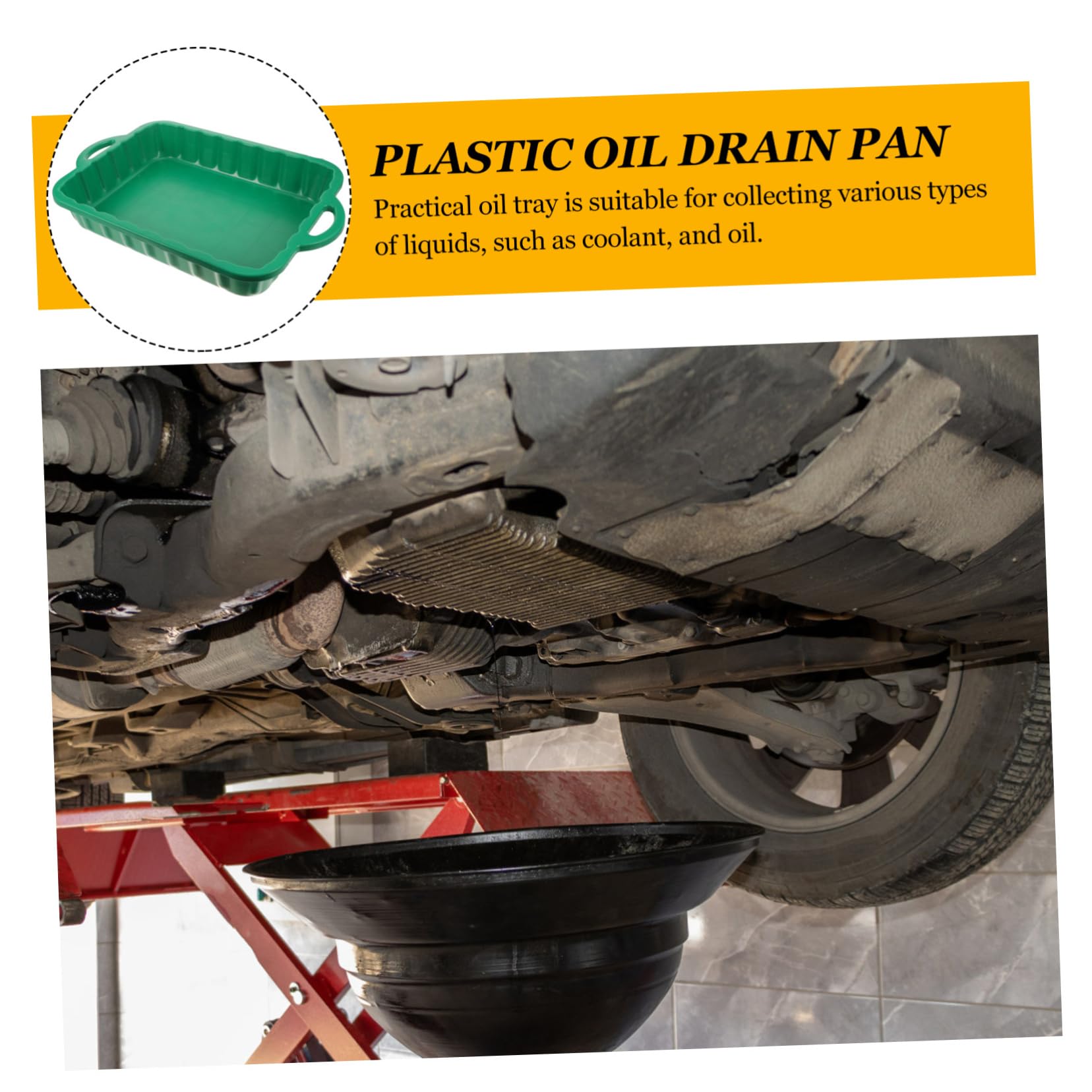 MAGICLULU Bac à Huile en Plastique Vert pour Automobile, Modèle Épais | Récupération Huile et Liquide de Refroidissement, Design Anti-fuite, Léger et Empilable pour Atelier