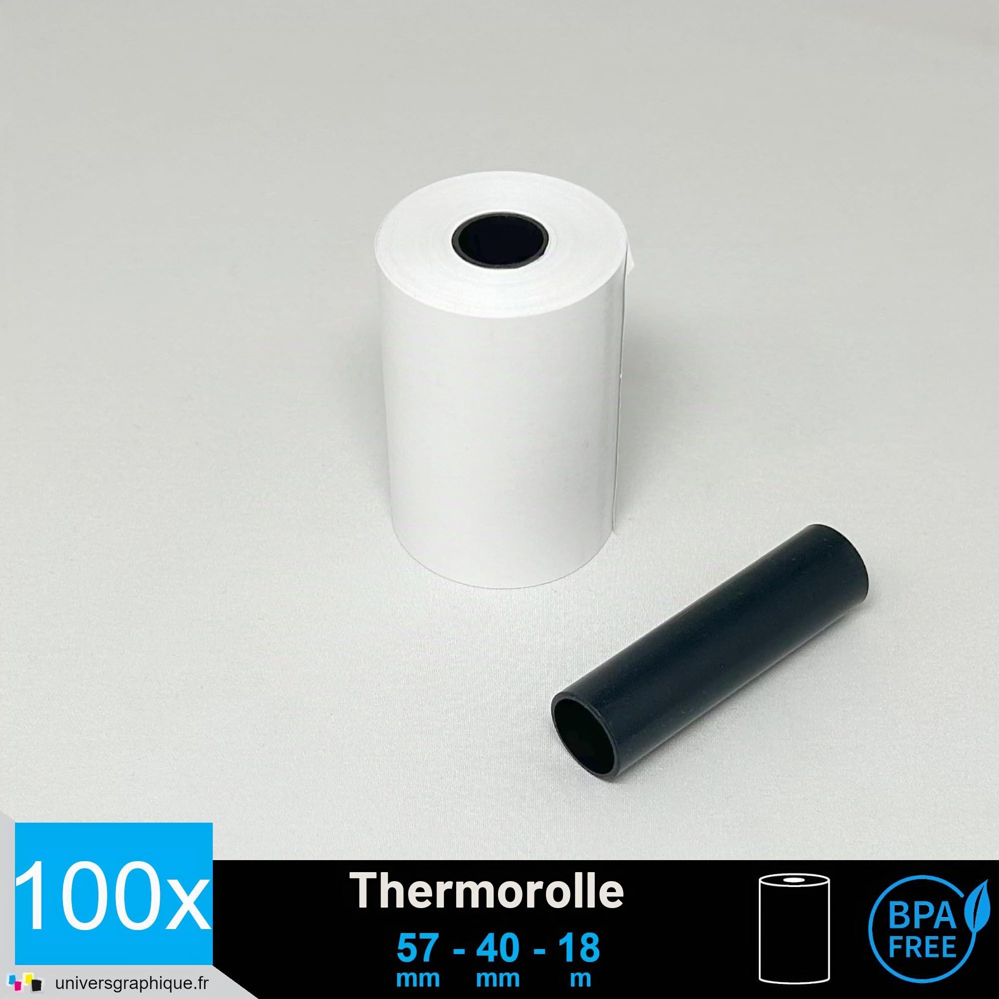 100 EC-Cash Thermorollen 57 x 40 x 12 für EC-Gerät und Zahltabletten mit Thermodrucker Bisphenol-A frei Ø40 mm