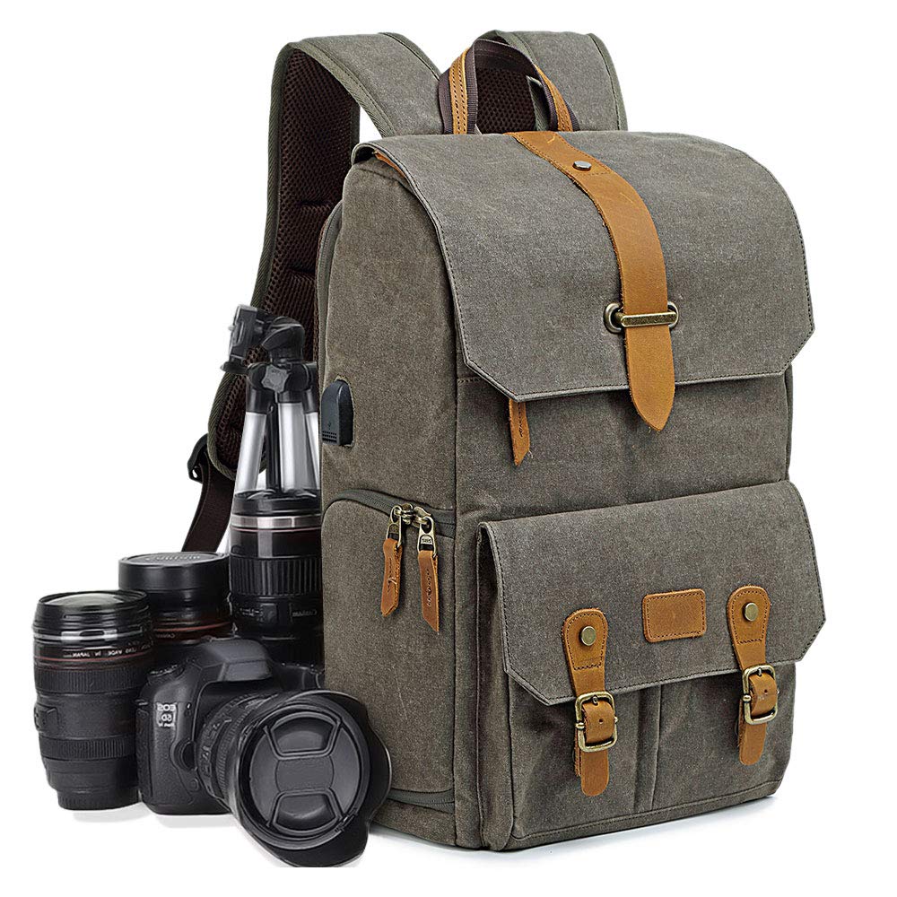 UBAYMAX Camera Backpack DSLR SLR Canvas Camera Bags Waterproof Camera Rucksack 15.6 inch Laptop Bag Travel Bag for Canon Nikon Sony Camera and Lens Tripod Accessories