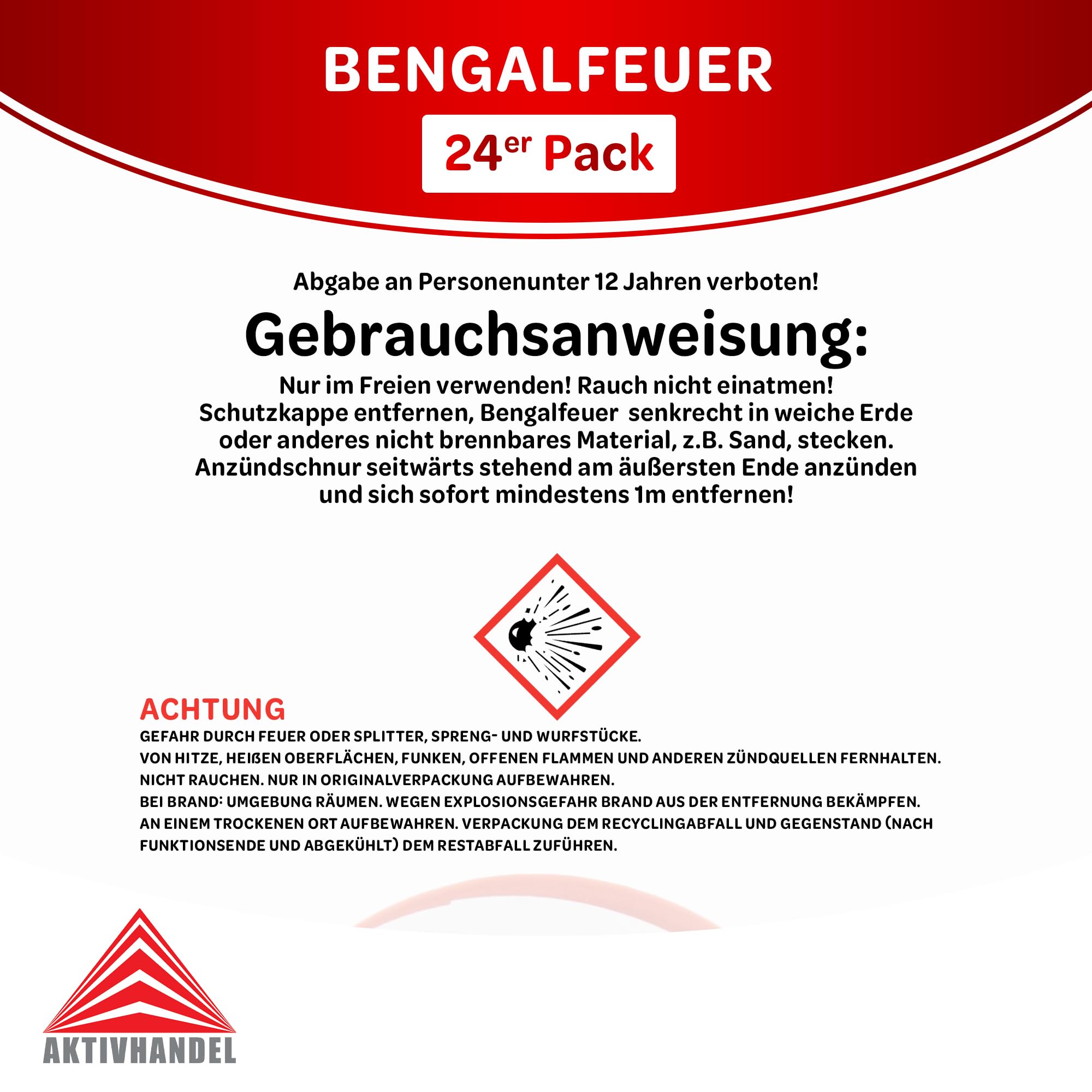 Nico 24 Bengalfeuer Rot, Blau, grün, Gelb im Verkaufsdisplay f Bengalo Party von Aktivhandel