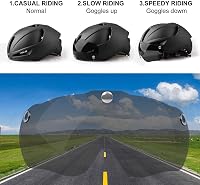 KINGLEAD Kerékpáros Bukósisak Levehető Mágneses Napellenzővel, USB Hátsó Világítással, Állítható Méret 57-62cm, Unisex MTB Sisak - Black 3