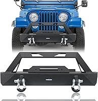 Vista 1 de u-Box Wrangler CJ7 Parachoques delantero rechoncho con placa de cabrestante y anillos en D compatible con Jeep Wrangler CJ7 1976-1986