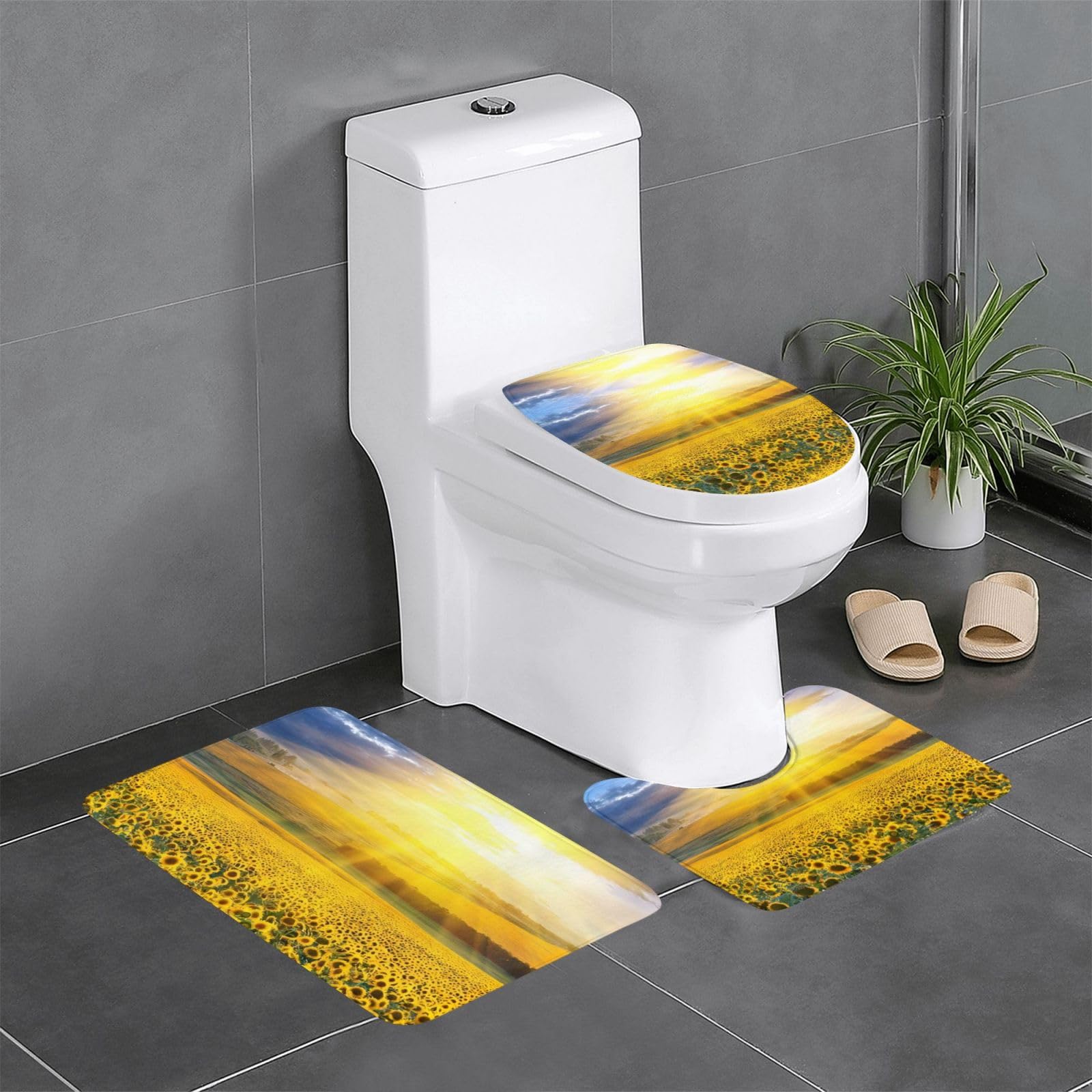 Tapis de bain absorbant tournesol doré (lot de 3) pour votre salle de bain