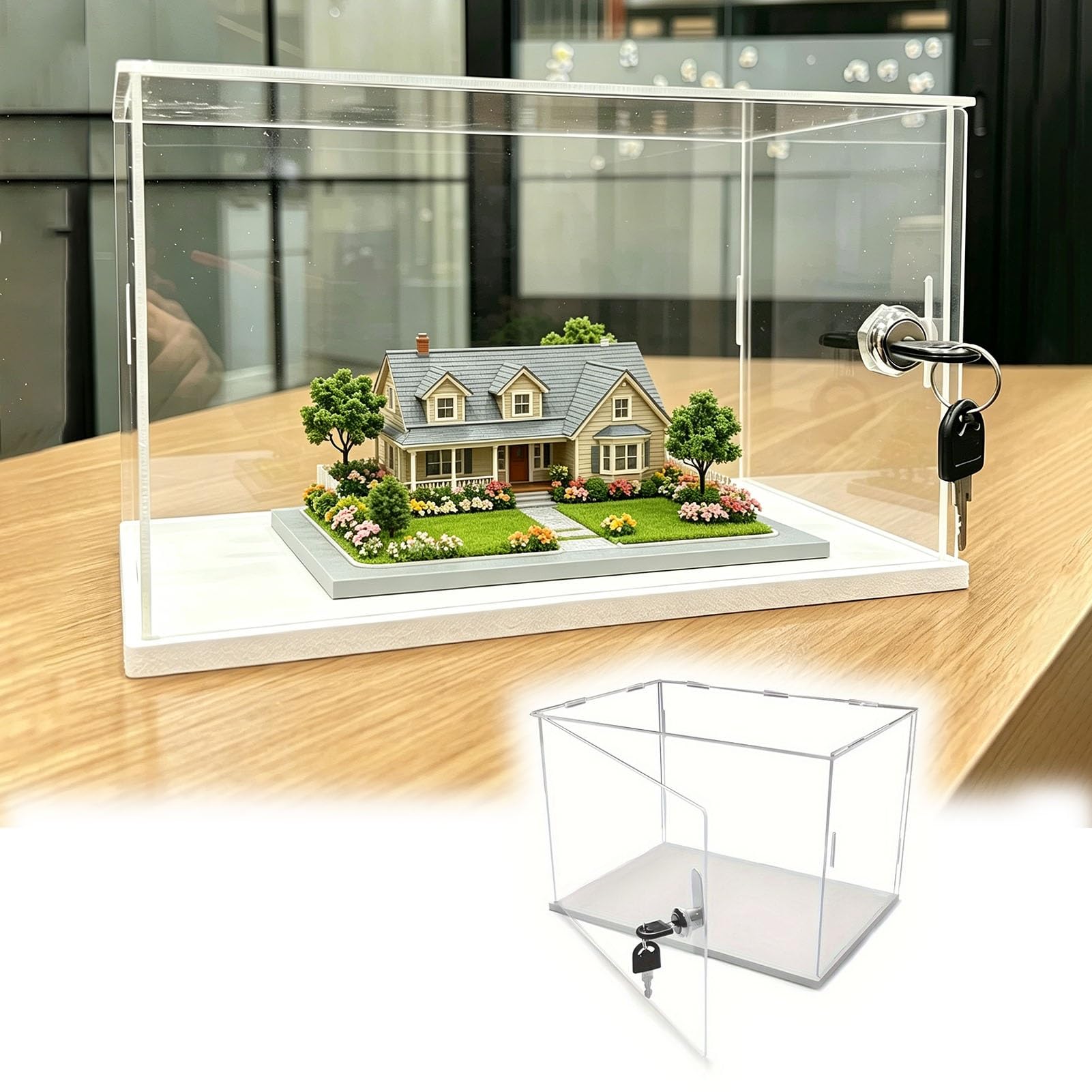 16 18 24in Long Acrylic Display Case with Lock, Storage Box for Miniatures Collectibles Figures, Clear Rectangle Organizer Container Stackable(30x15xH15cm/12x6x6in)
