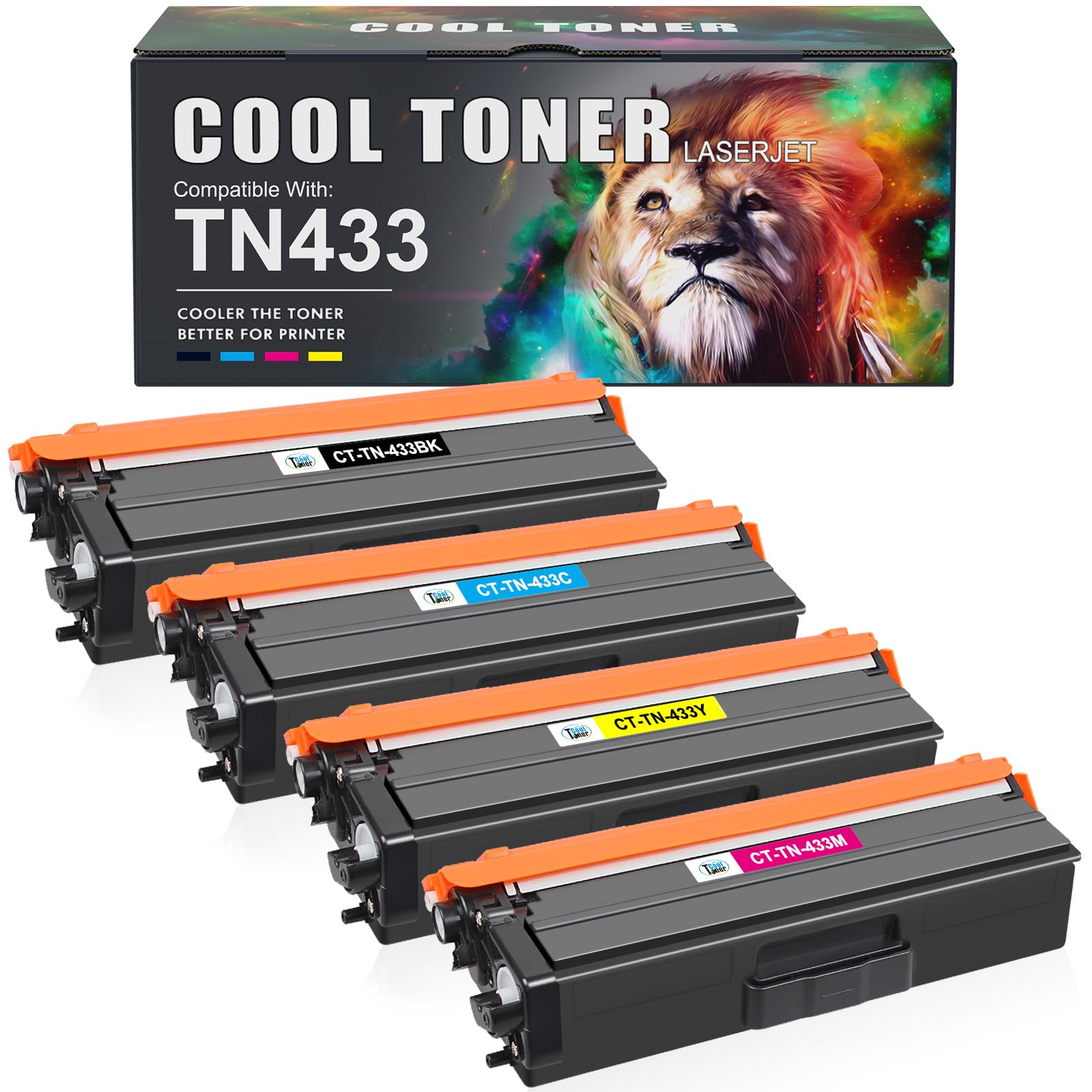 Cool Toner TN433 Toner Cartridge Set MFC-l8900Cdw Replacement for Brother TN433 TN-433 for Brother HL-L8360Cdw HL-L8260Cdw MFC-L8610Cdw HL-L8360Cdwt Printer Ink (Black Cyan Magenta Yellow, 4 Pack)
