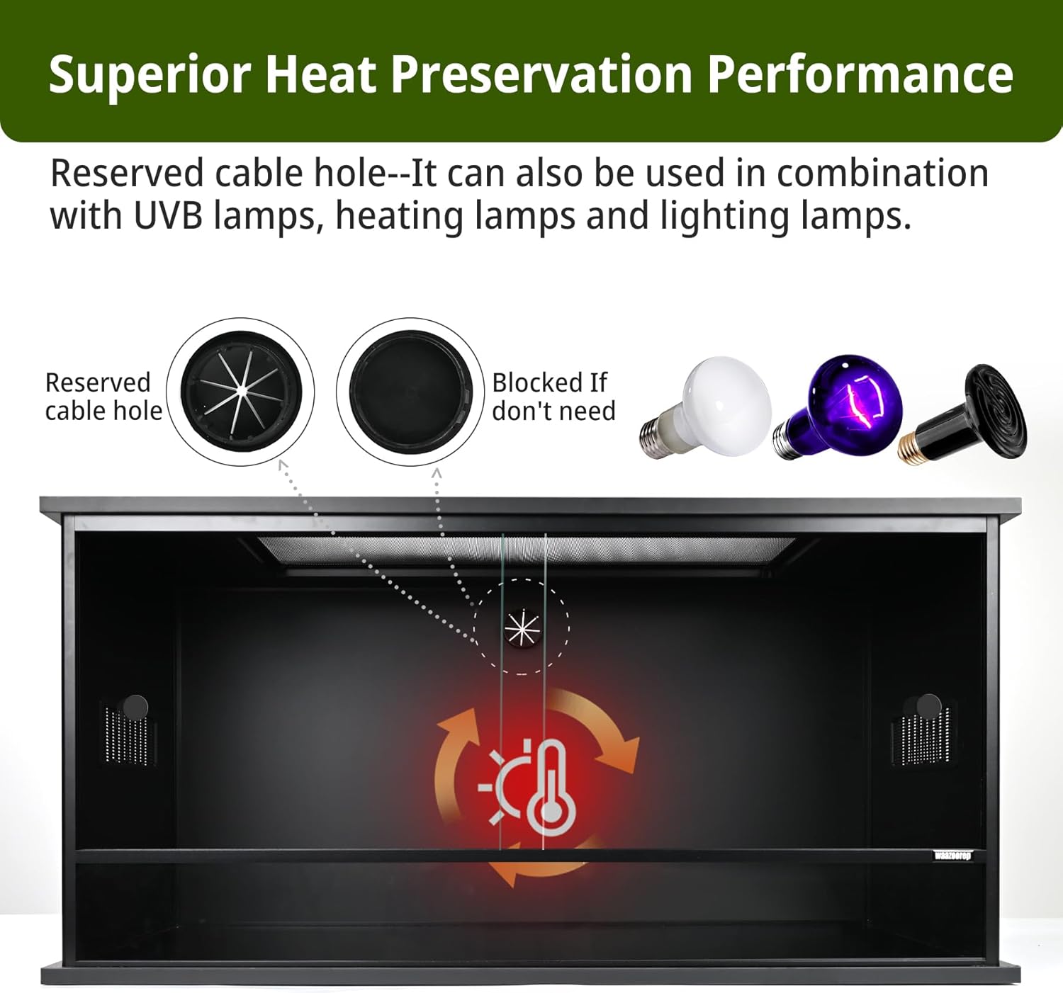 36x18x18 Inch PVC Reptile Enclosure,50 Gallon Reptile Tank Cage for Snake,Ball Python,Bearded Dragon,Gecko,Lizard,Turtle with Front Sliding Door and Top Screen Ventilation