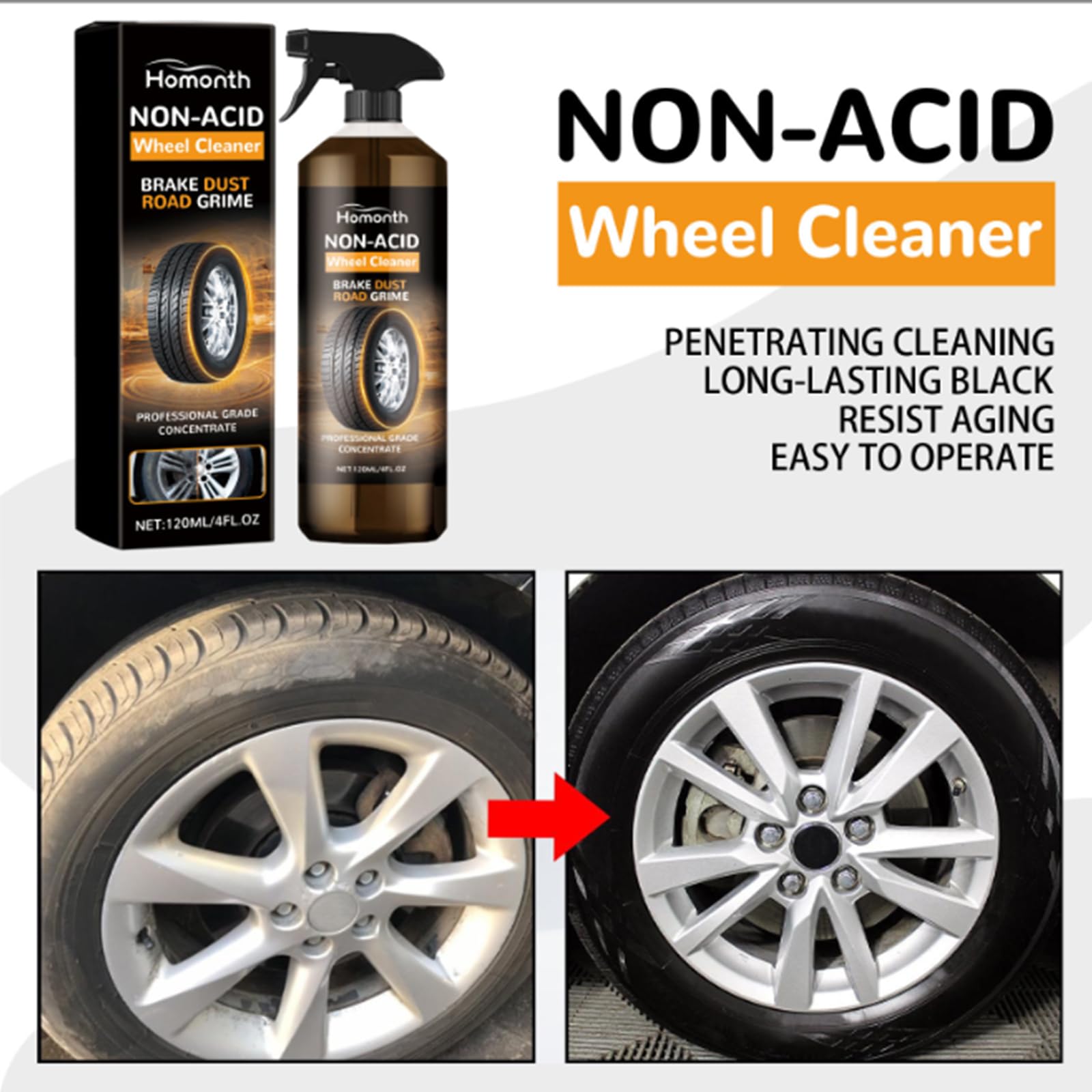 Wheelblaze Wheel Cleaner Wheelblaze, Versatile and Powerful Rust Converter Tire Cleaner Spray, Turn Filthy Wheels Into Instant Shine and Lasting Protection (2pcs)