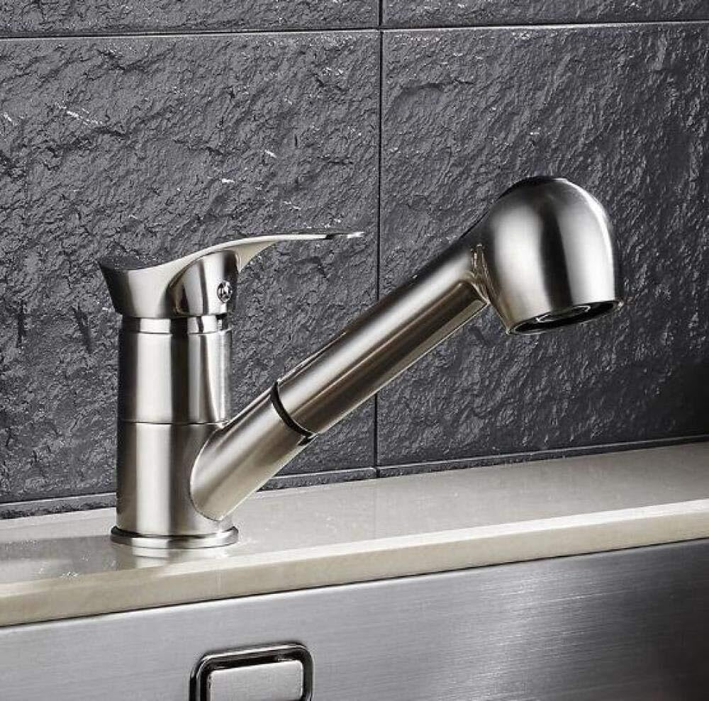 Grifo de Cocina extraíble Giratorio de 360 Grados, Grifo de Lavabo de latón Pulido y Cromado.