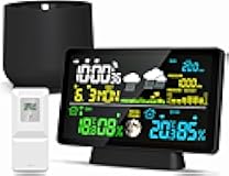 Wireless Rain Gauge and Weather Station, Digital Rain Gauge Outdoor Home Weather Stations with Thermometer, Hygrometer, Atomic Clock, Forecast and Barometer, Weather Station with Rain Gauges