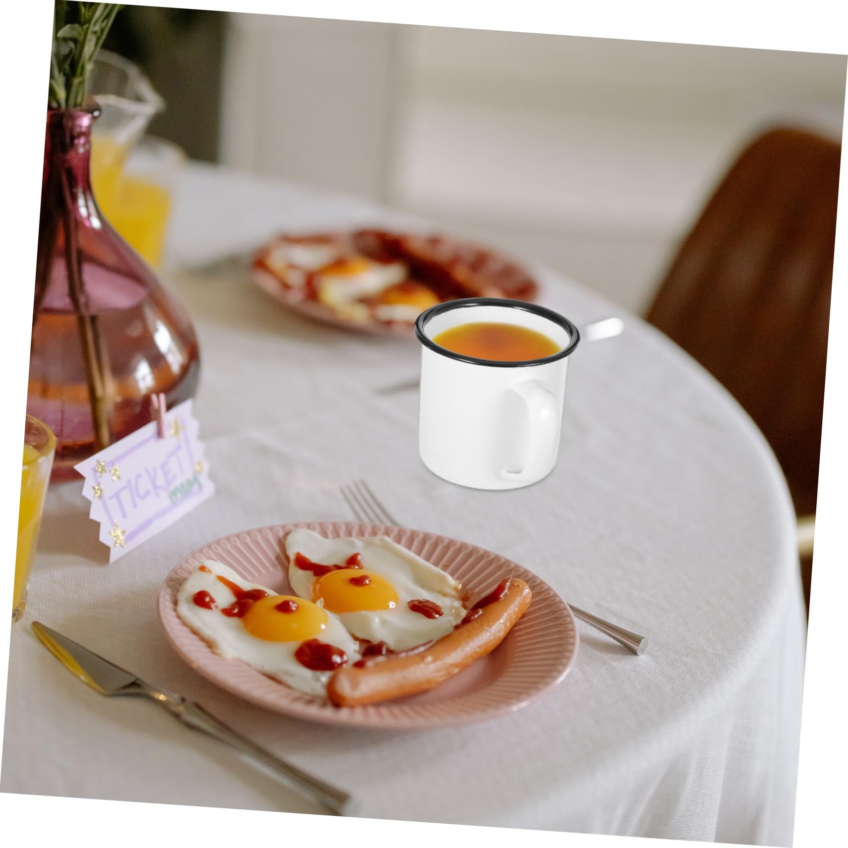 UKCOCO Gobelet à Eau Émaillé Rétro 4 Pièces, Mug en Émail pour Boisson | Tasse de Thé Émail Rétro, Lot de 4 Pièces, pour Restaurants et Pique-niques