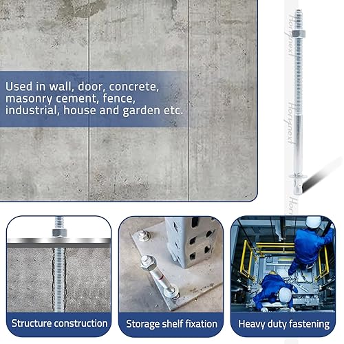 Miniatura 63 de Kit de anclaje de cuña de acero al carbono de 3/8 x 2-1/2 pulgadas para cemento de hormigón, pared, suelo, cubierta, soporte de base de cerca, poste