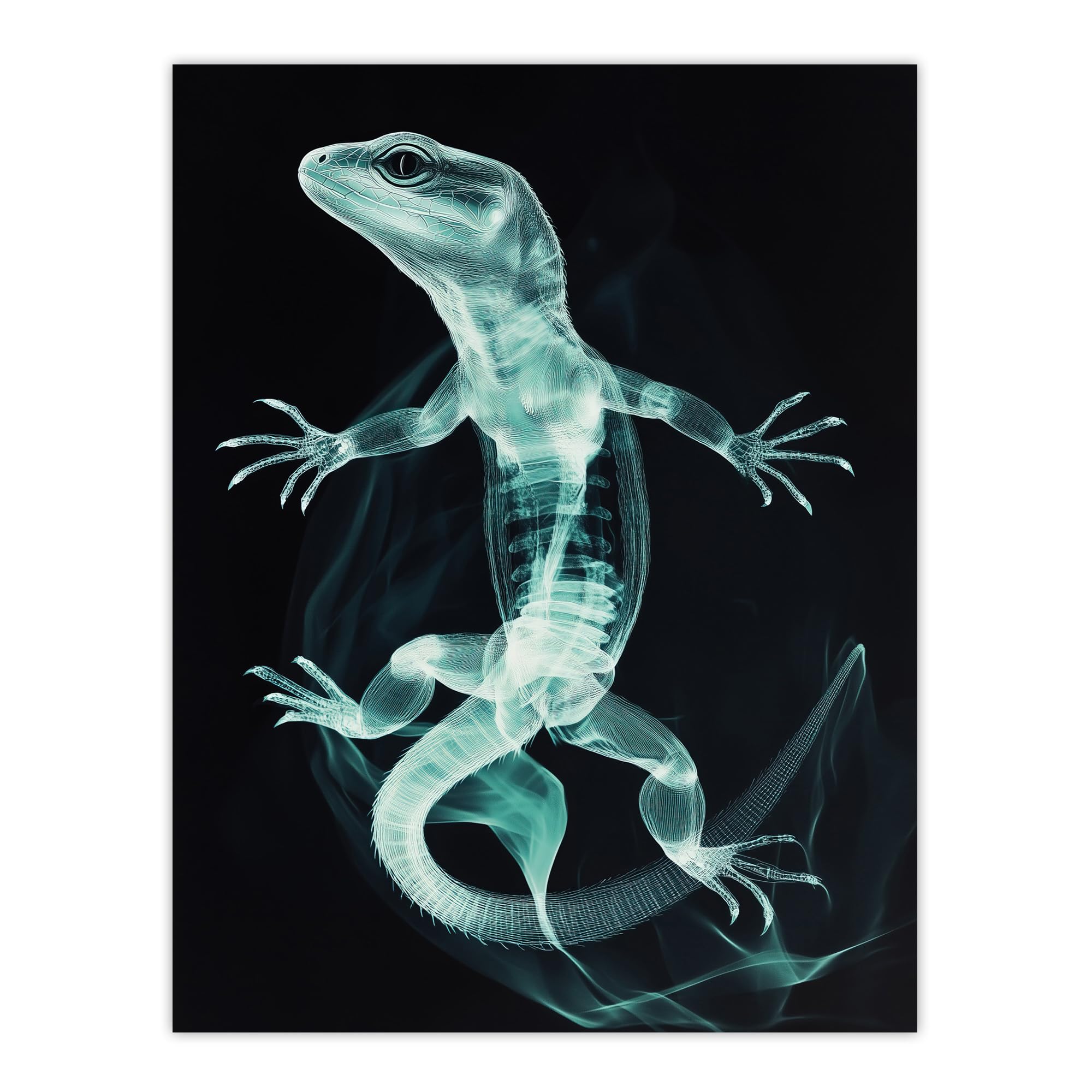 Artery8 Smoke and Xray Effect Lizard Electric Blue Living Room Extra Large XL Wall Art Poster Print