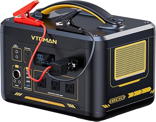 VTOMAN Jump 1800 - Estación de energía portátil con cables de puente, generador solar de batería LiFePO4 de 1548 Wh con arranque para automóvil,