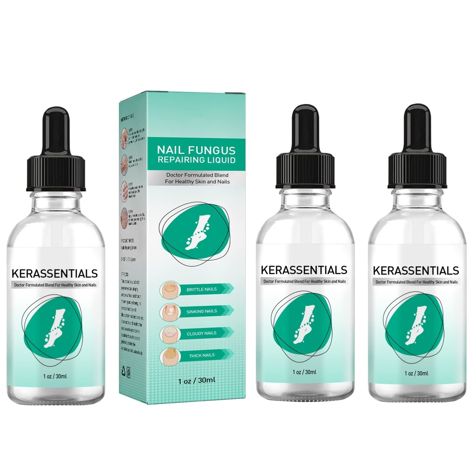 Dhcprj Kerassentials Toenail Fungus Treatment Oil, Toenail & Nail Care Solution, Safe & Effective, Repairs & Renews, Easy to Use, Yellow Liquid, Nail Treatment