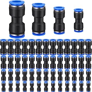 120 Pcs Straight Push Connectors, 6/8/10/12 mm Quick Connect Air Hose Fittings Air Line Fittings Plastic Push to Connect Air Hose Fittings Pneumatic Connectors for Tube