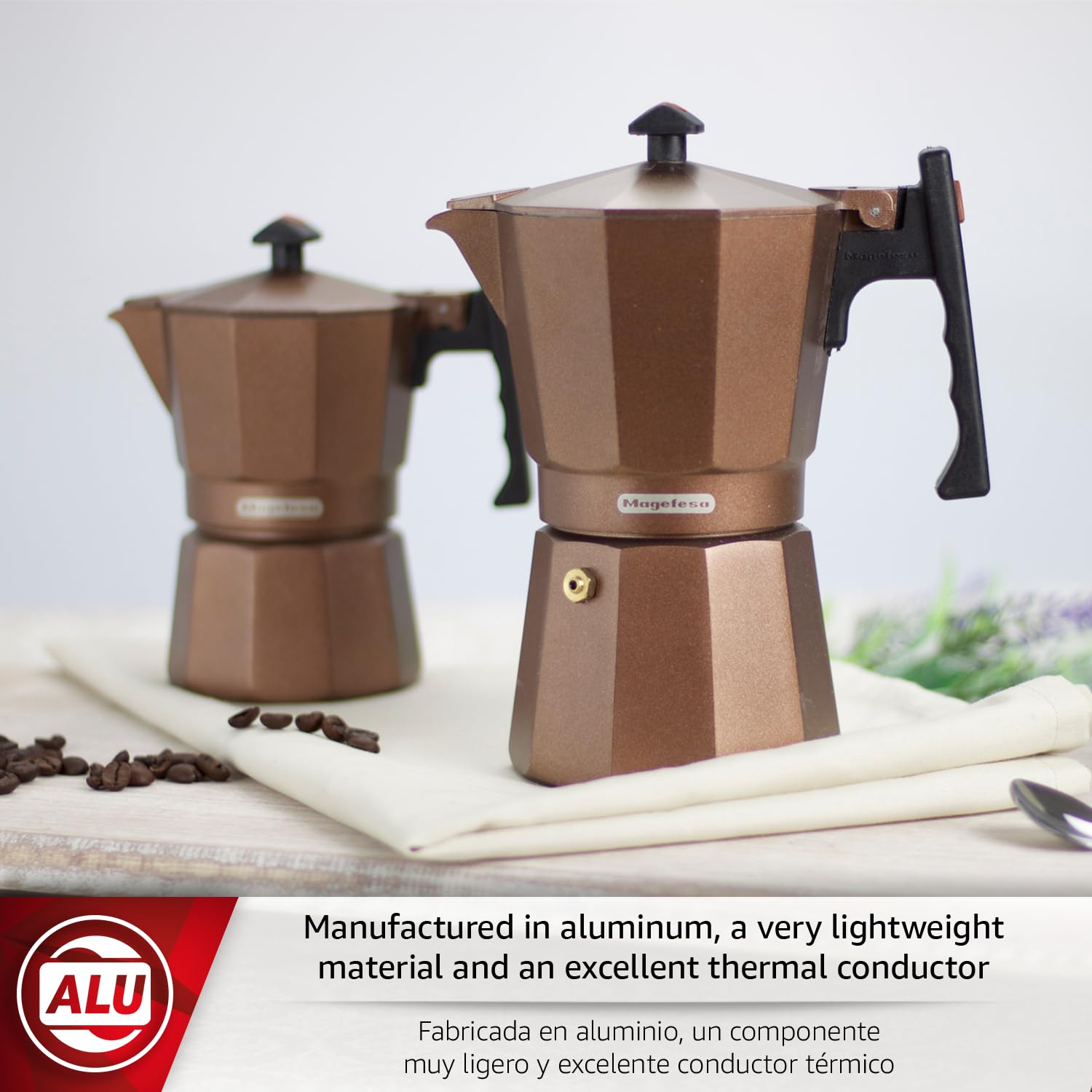 Amazon.com: Magefesa Jamaica Brown Stovetop Espresso Maker, 12-Cup