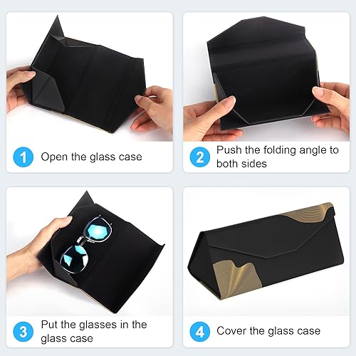 Miniatura 5 de RayLove Glasses Case,Foldable Glass Case Magnetic Folding Hard Shell Sunglass Case for Sunglasses Eyeglasses Reading Glass