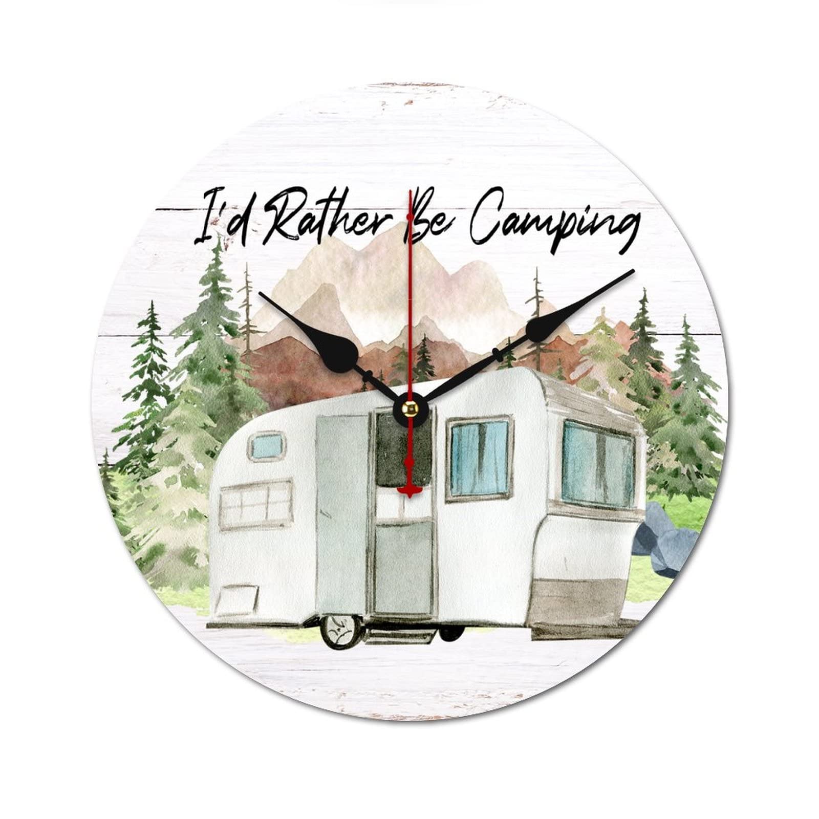 Horloge murale rustique I'd Rather Be Camping pour déco chalet
