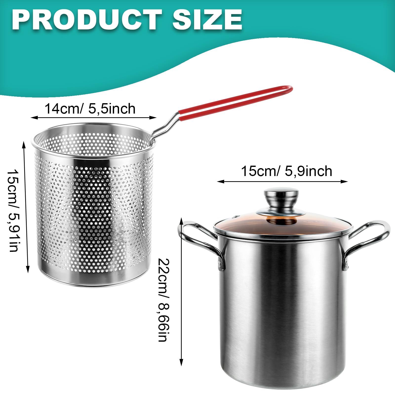 APACALI 1 Pezzo Pentola per Asparagi, Pentola per Spaghetti con Filtro, 3L Pentola per Pasta, 16cm Pentola per Pasta, Pentola per Cucinare Asparagi o Spaghetti in Acciaio Inox
