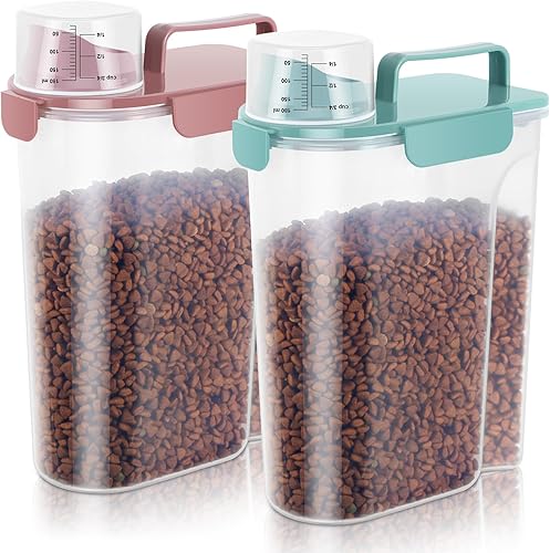 Miniatura 1 de Contenedor de almacenamiento de 5 a 7 libras, recipientes portátiles de comida para mascotas con boquilla grande y taza mejoradas, dispensador de
