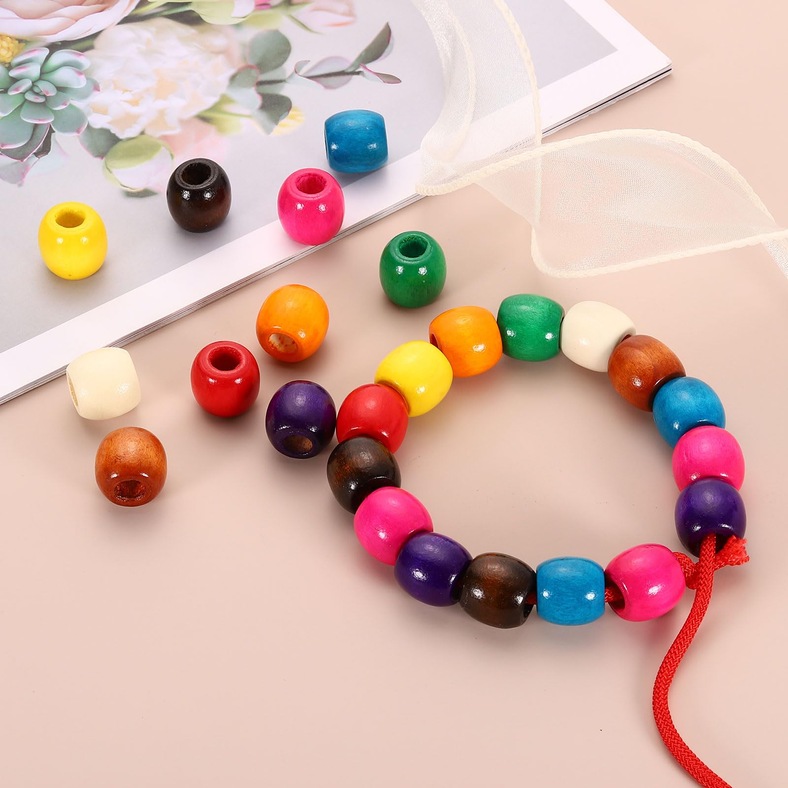130 Cuentas De Madera Blanca, Cuentas De Madera De 0.787 Pulgadas Con Agujero Grande De 0.187 Pulgadas Para Pulseras, Manualidades Y Decoración Del Hogar (3/4 Pulgadas
