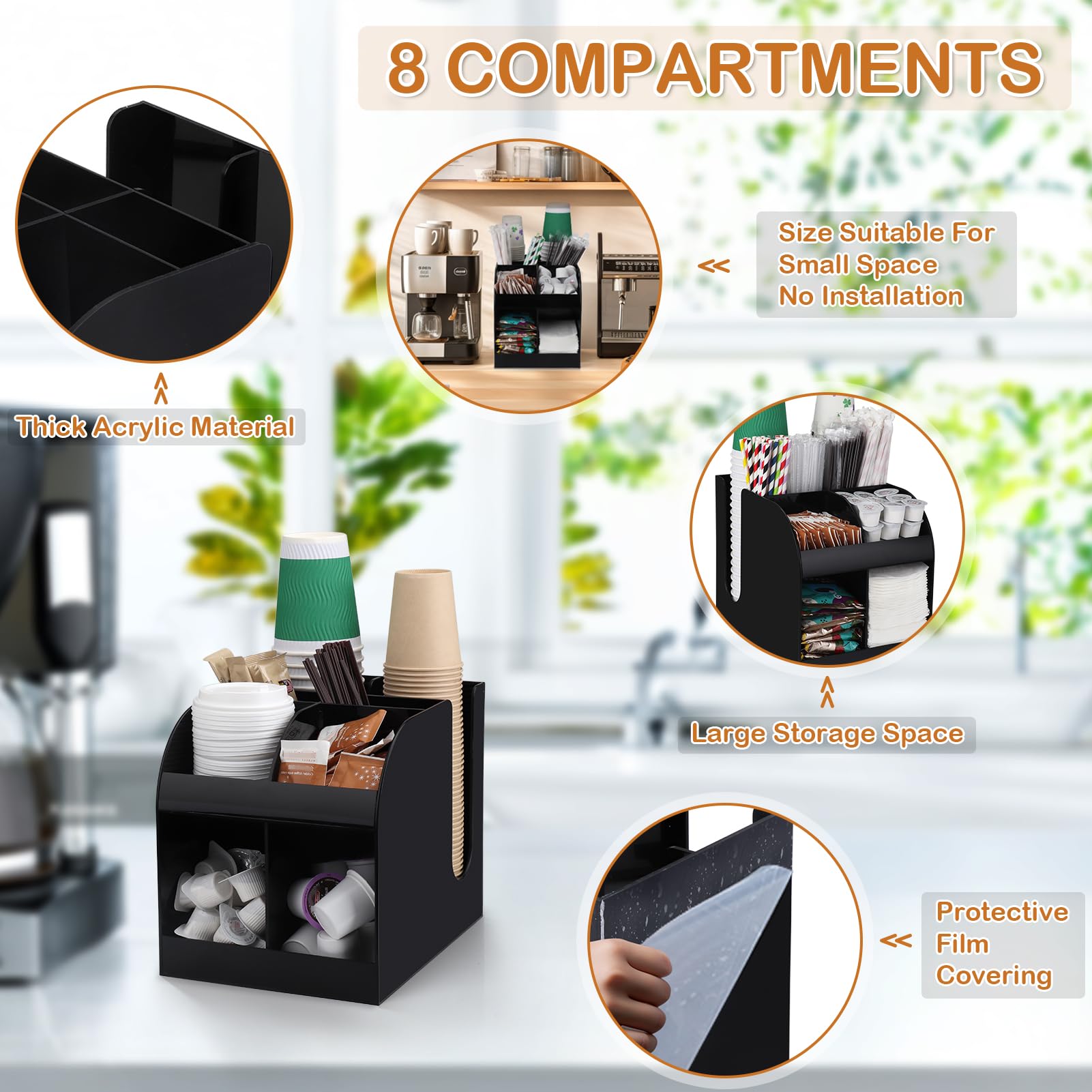 Snapklik.com : Cup Station Organizer 8 Compartment Acrylic Coffee ...