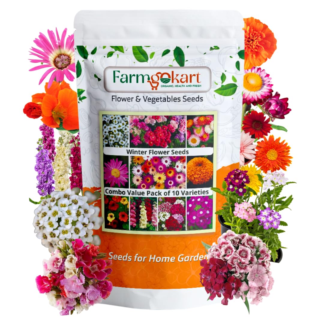 farmgokart Winter Season flower Seeds | Combo Pack of 10 Varieties (Approx. 1470 Seeds) for Home Gardening (B0BHMRJP5J) Amazon Price History, Amazon Price Tracker