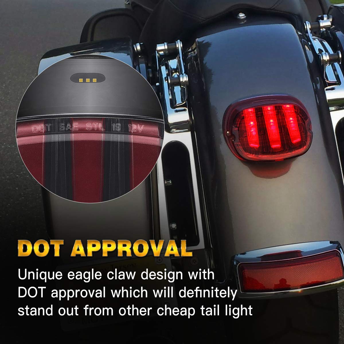 Led Tail Light [Eagle Claw Design] DOT Approved with Brake Running