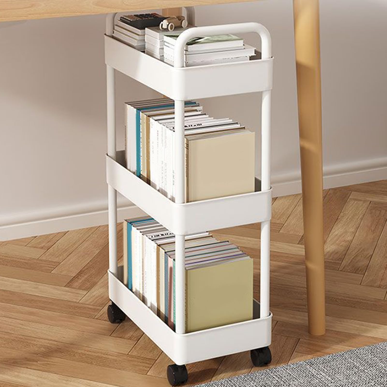 Generico Carrello con ruote, Carrello con ruote, da cucina | Carrelli multiuso a 3/4 livelli con, carrello portaoggetti con maniglie, adatto per cucina, soggiorno, posto di lavoro