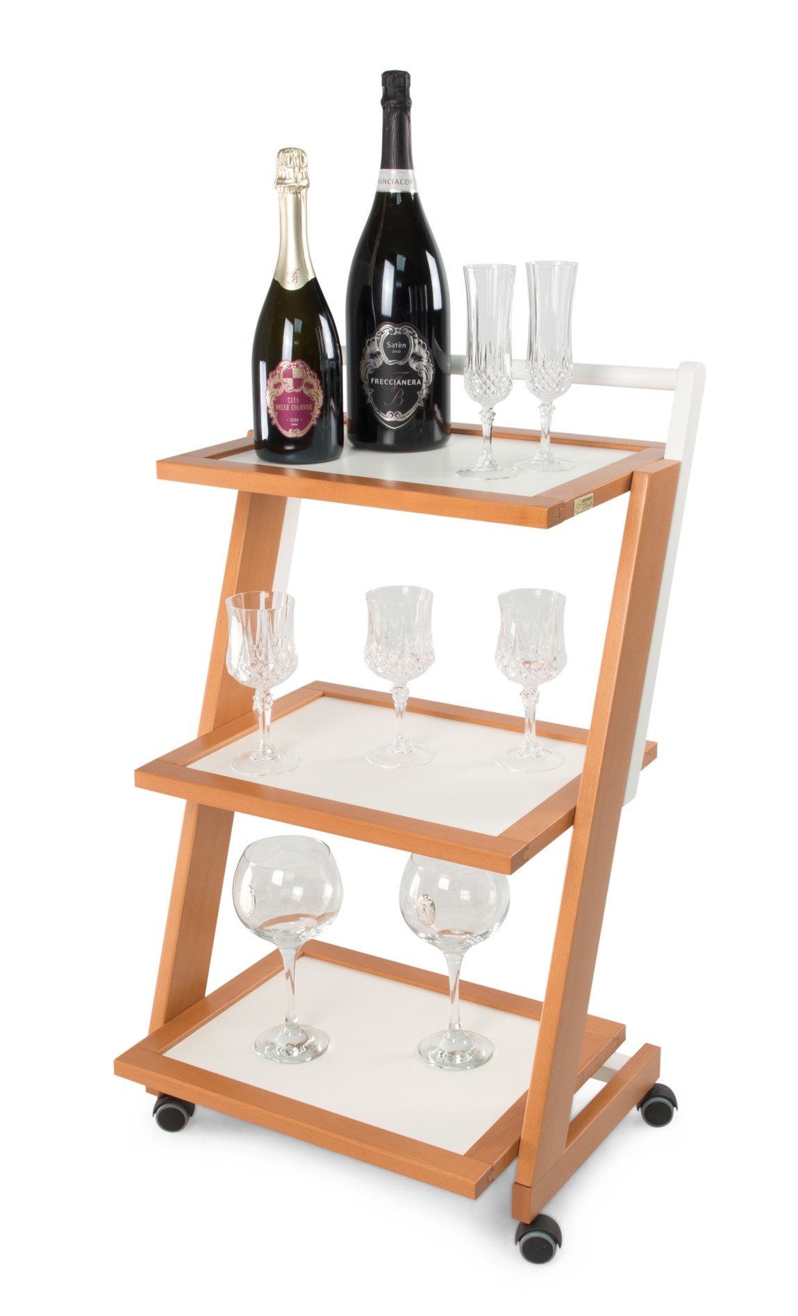 ARREDAMENTIITALIA Arredamenti Italia Camarera para Bebidas ZORDAN, Madera - 3 bandejas - Diseño - Color: Madera de Cerezo/Blanco Ar-It il Cuore del Legno