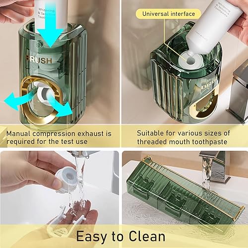 Miniatura 6 de WREWING Soporte para cepillos de dientes para baños, soporte para cepillos de dientes de lujo montado en la pared, dispensador automático