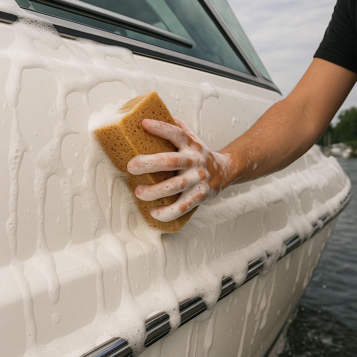 wortek Koch Chemie Marine Wash zestaw do czyszczenia łodzi, zawiera wiadro do mycia łodzi, szampon 1 l, gąbka do mycia i ściereczka do osuszania, środek do czyszczenia jachtów, środek do czyszczenia