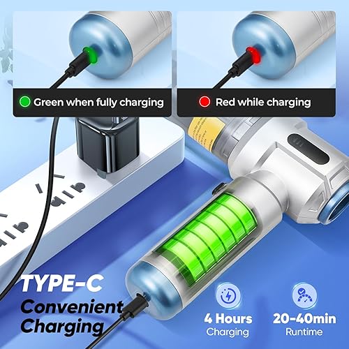 Miniatura 5 de Aspiradora de Coche Inalámbrica, Aspiradora Mini de 4 en 1 de Alta Potencia de 17500PA de Succión, Aspiradora de Mano Portátil, Aspiradora de Aire