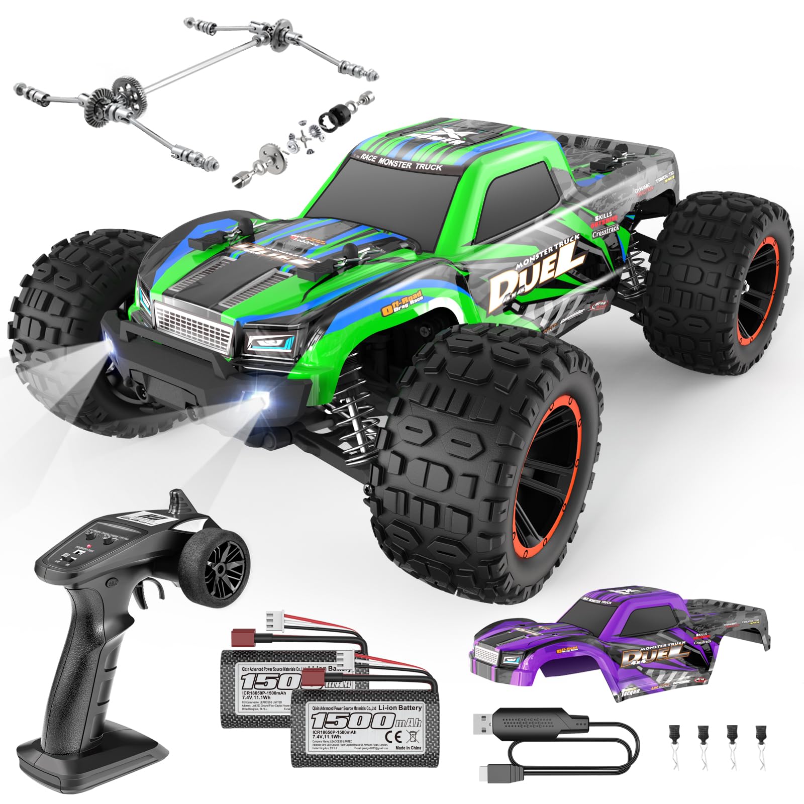 HAIBOXING RC Car, 1:14 Remote Control Car for Adults & Kids, 39+KPH Hobby Electric Monster Truck, 2.4GHz 4WD All Terrain Waterproof Off Road RC Truck, Toys Vehicle Hobby Grade Buggy for Boys